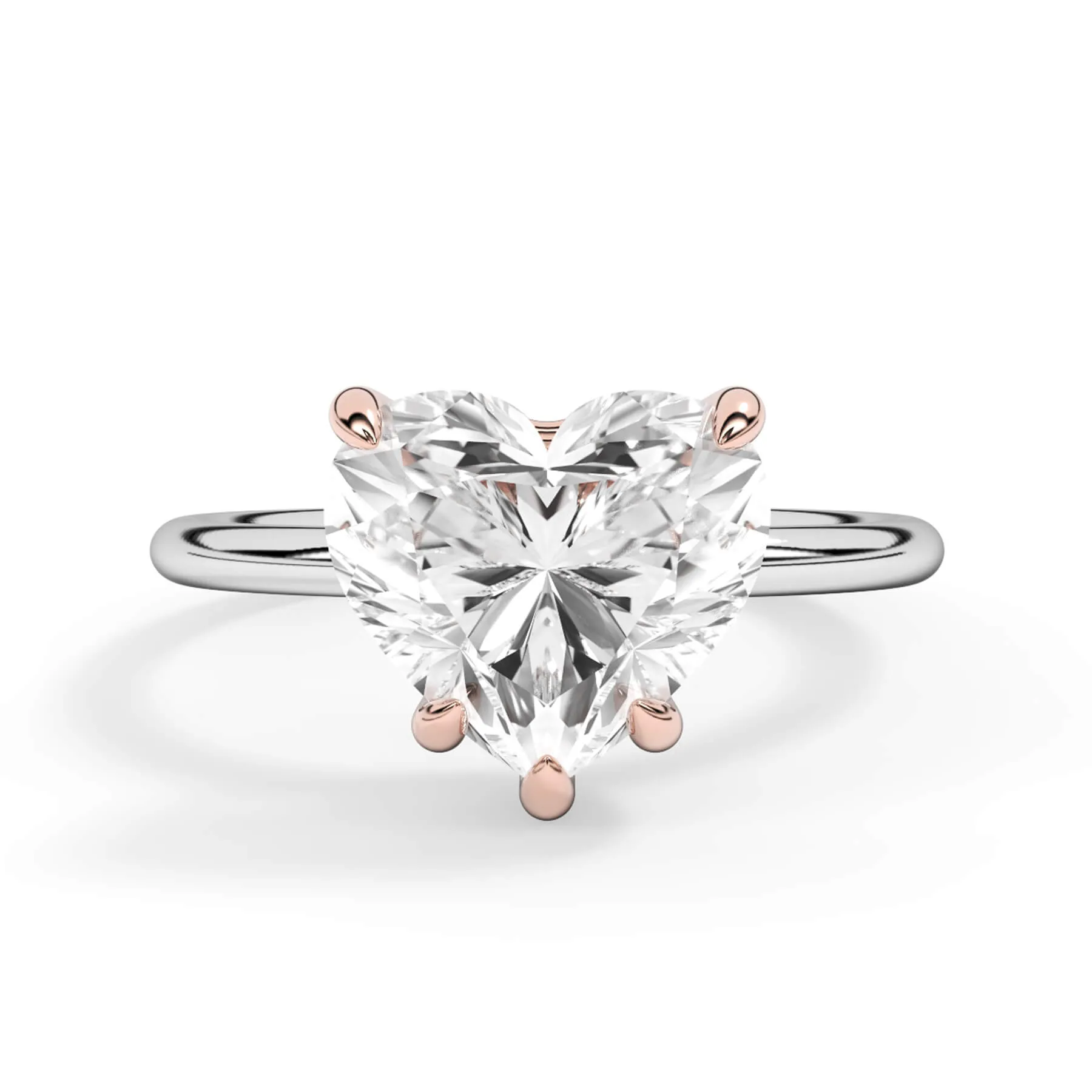 Two-Tone Basket Style Solitaire Engagement Ring - Rose Gold Head