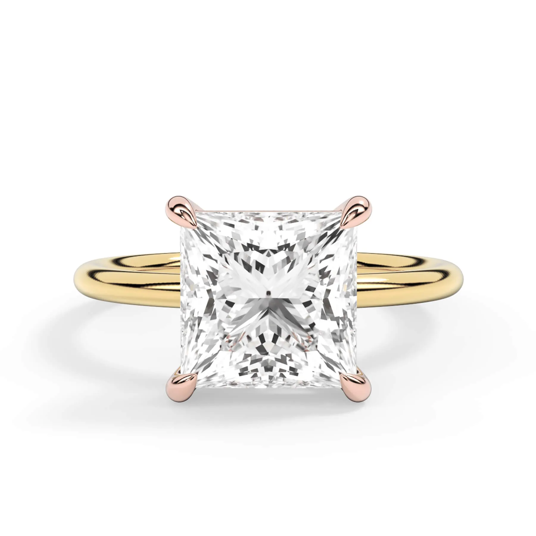 Two-Tone Basket Style Solitaire Engagement Ring - Rose Gold Head