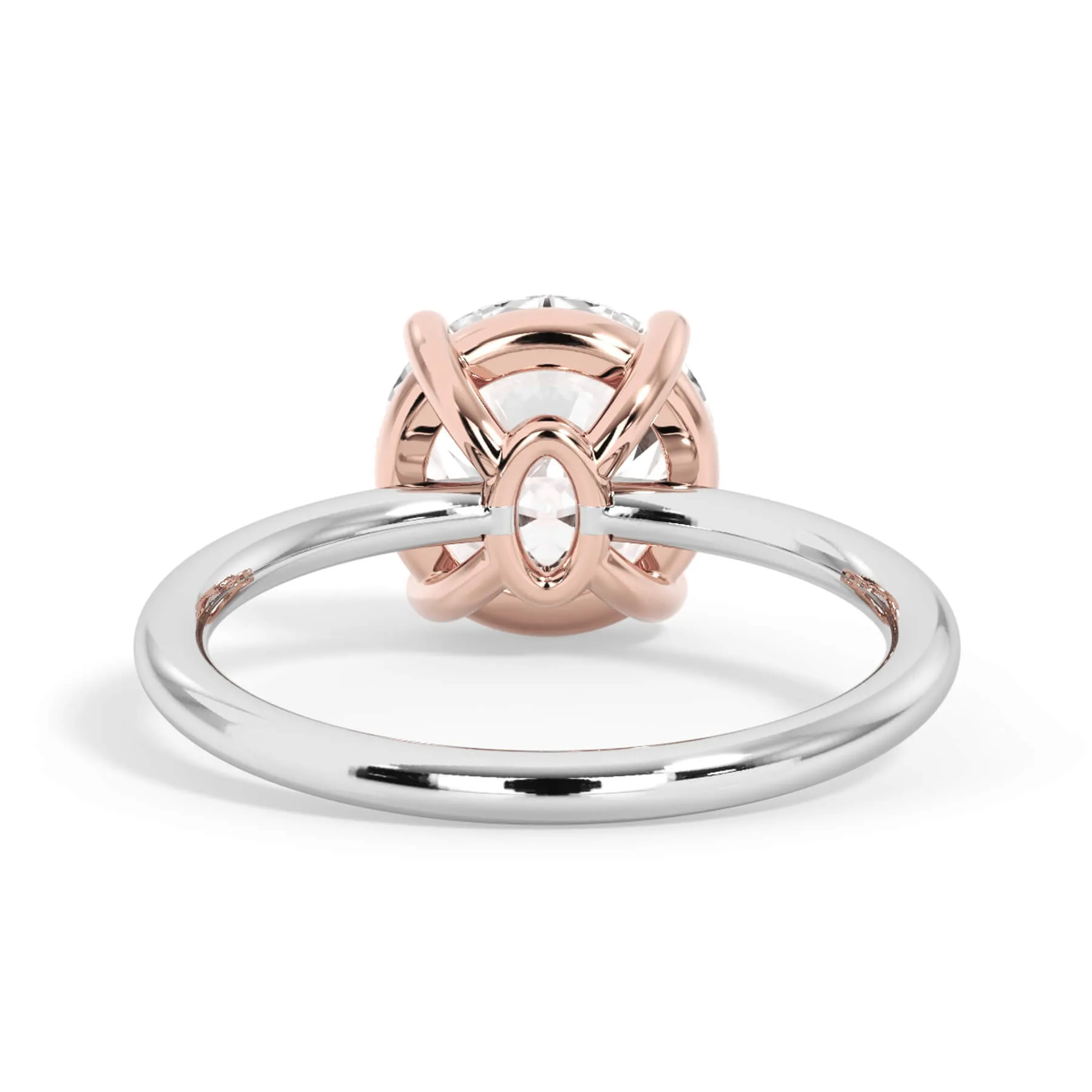 Two-Tone Basket Style Solitaire Engagement Ring - Rose Gold Head
