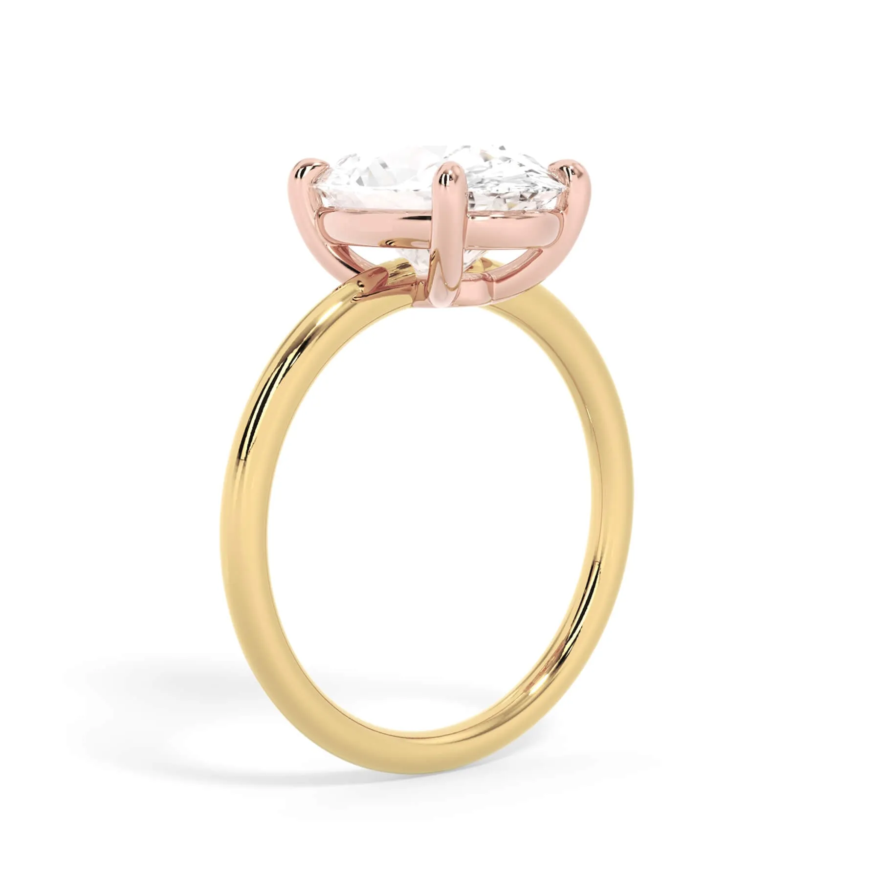 Two-Tone Basket Style Solitaire Engagement Ring - Rose Gold Head