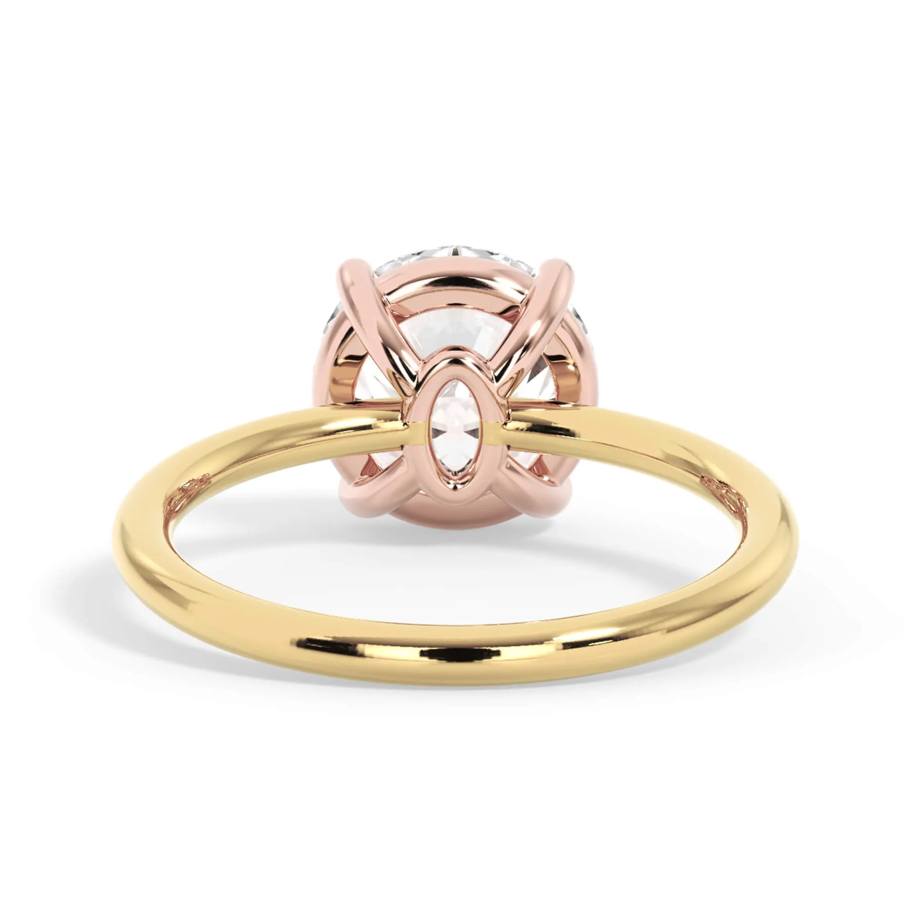 Two-Tone Basket Style Solitaire Engagement Ring - Rose Gold Head