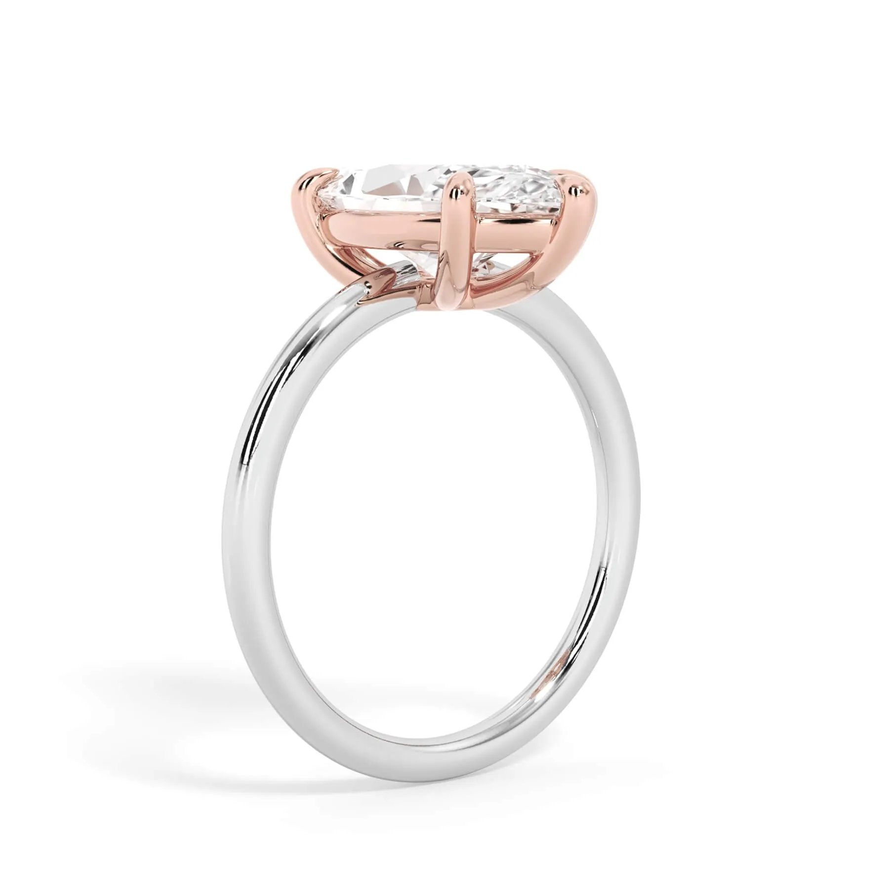 Two-Tone Basket Style Solitaire Engagement Ring - Rose Gold Head