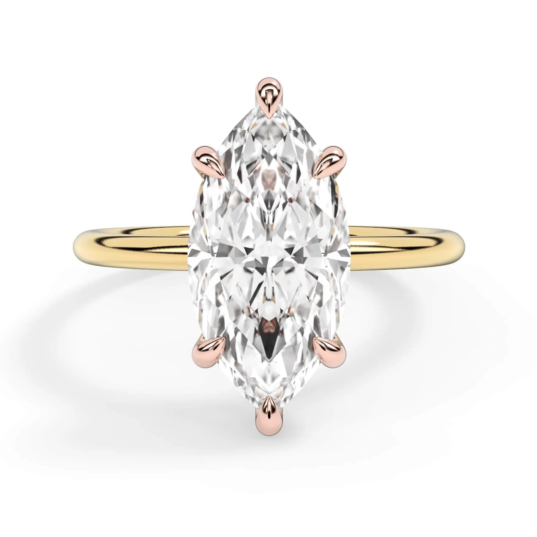 Two-Tone Basket Style Solitaire Engagement Ring - Rose Gold Head