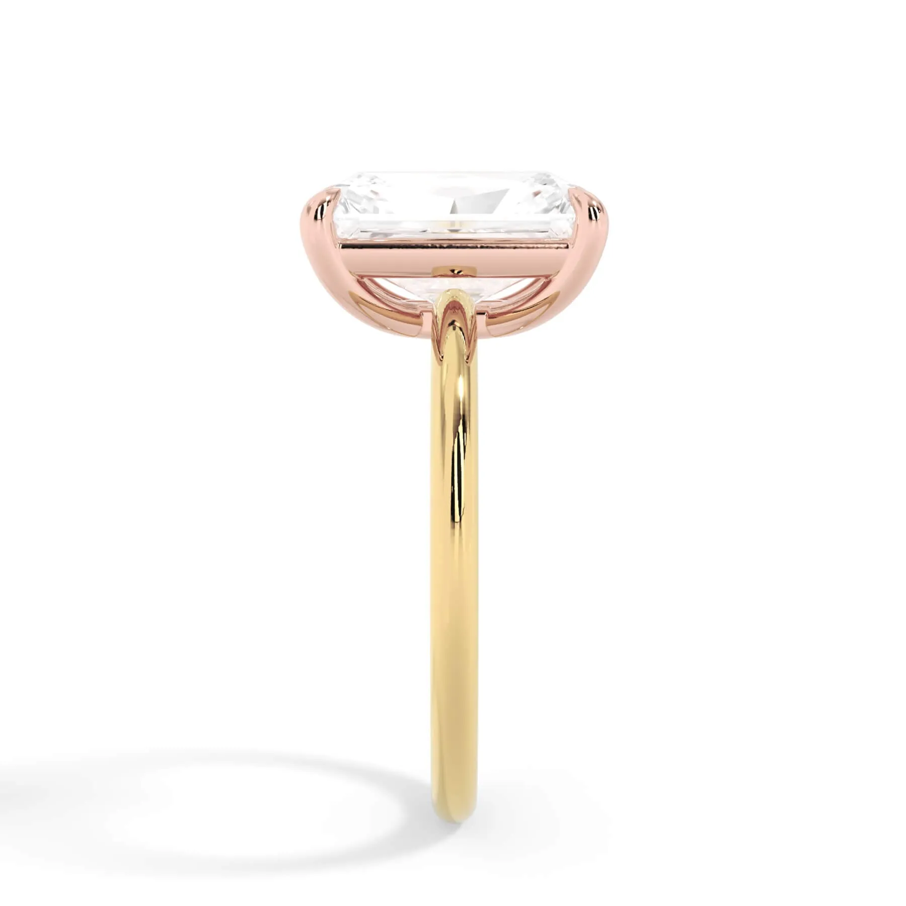 Two-Tone Basket Style Solitaire Engagement Ring - Rose Gold Head