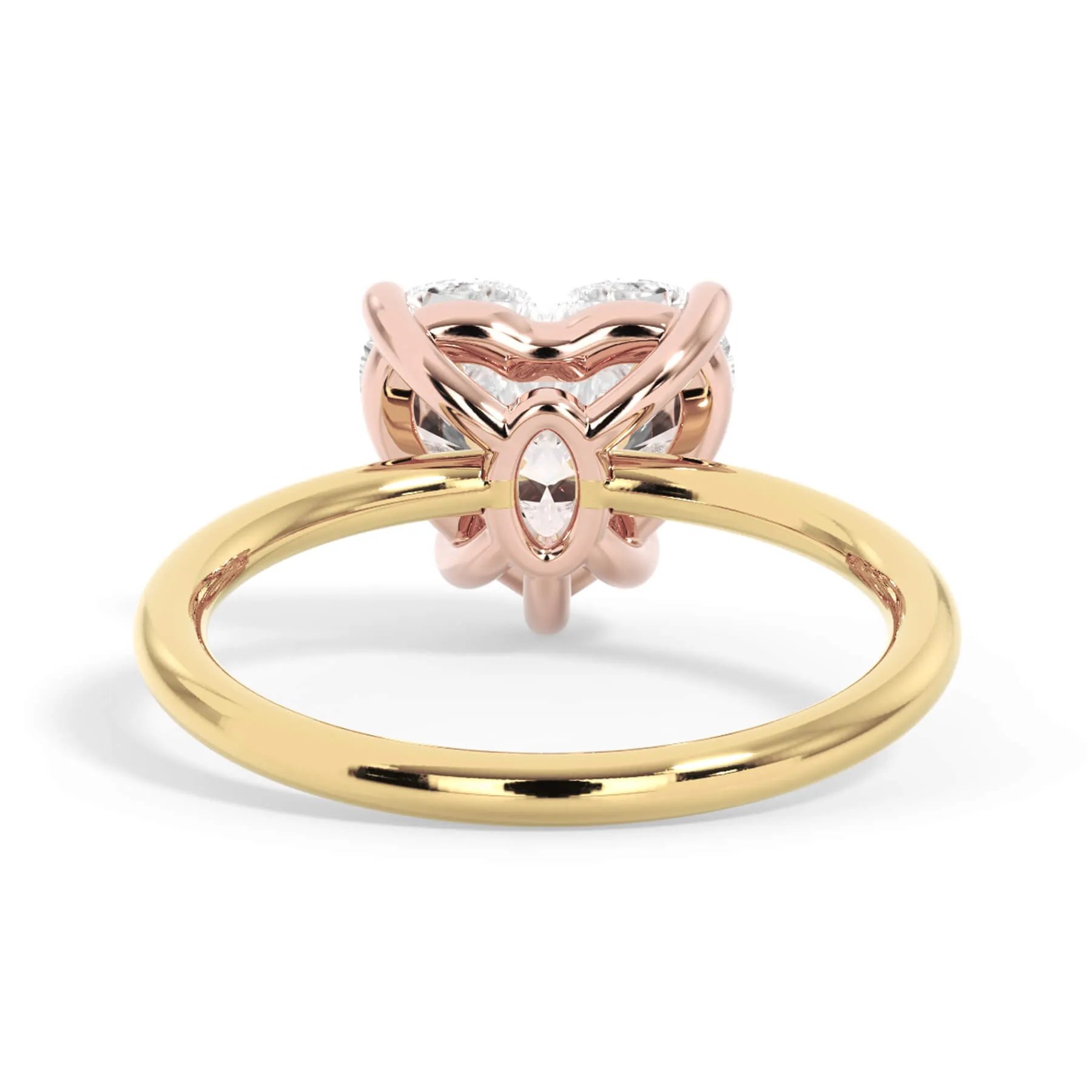 Two-Tone Basket Style Solitaire Engagement Ring - Rose Gold Head