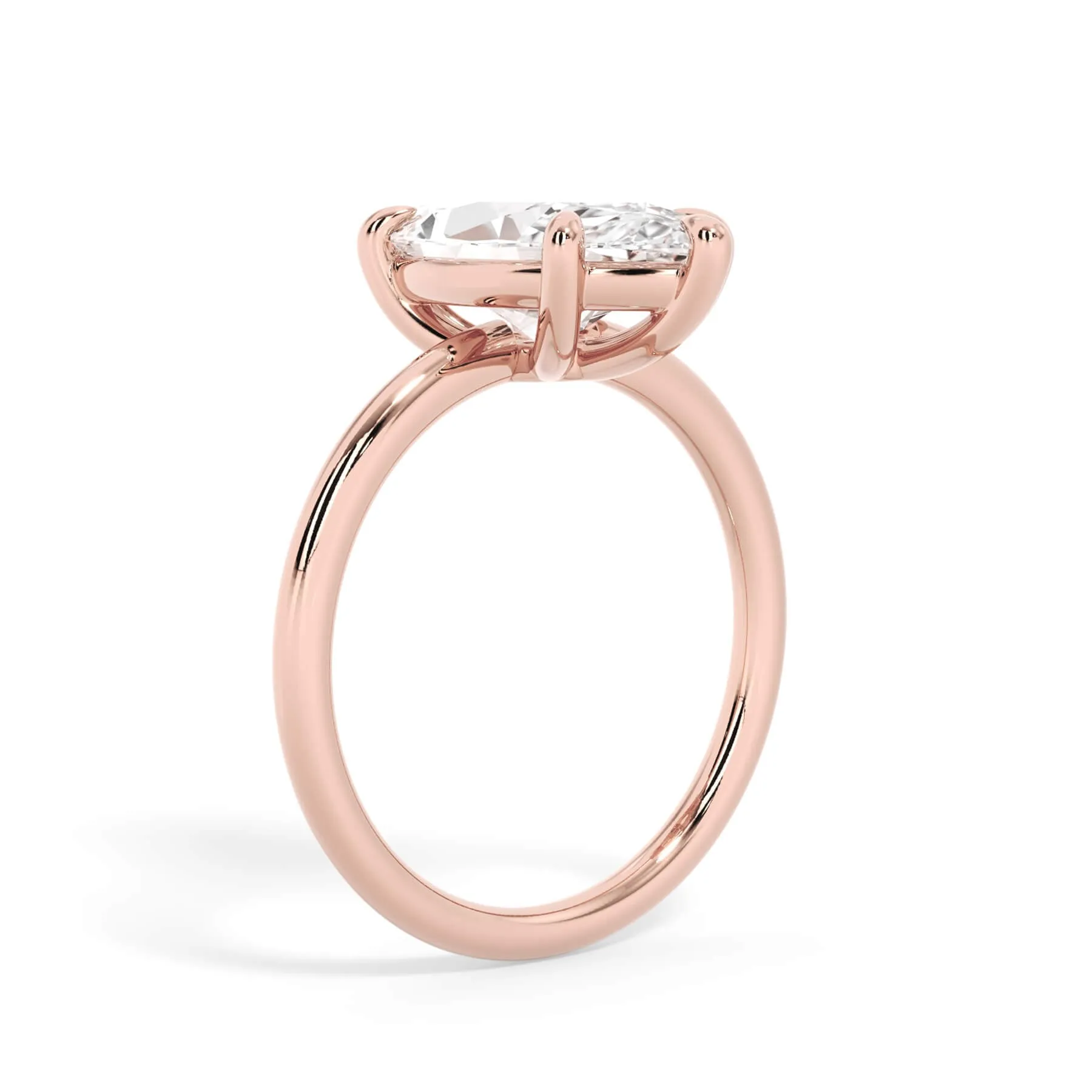 Two-Tone Basket Style Solitaire Engagement Ring - Rose Gold Head