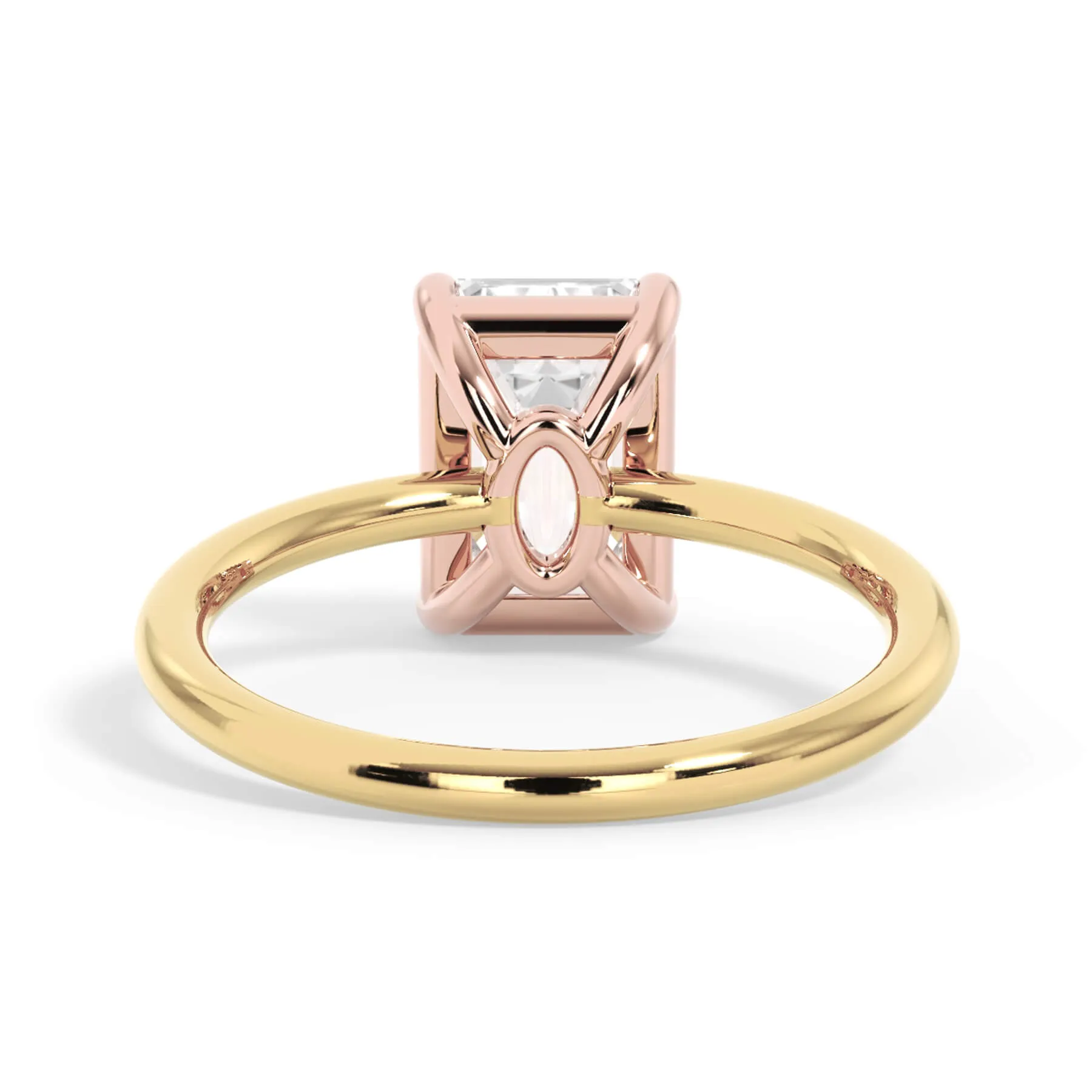 Two-Tone Basket Style Solitaire Engagement Ring - Rose Gold Head