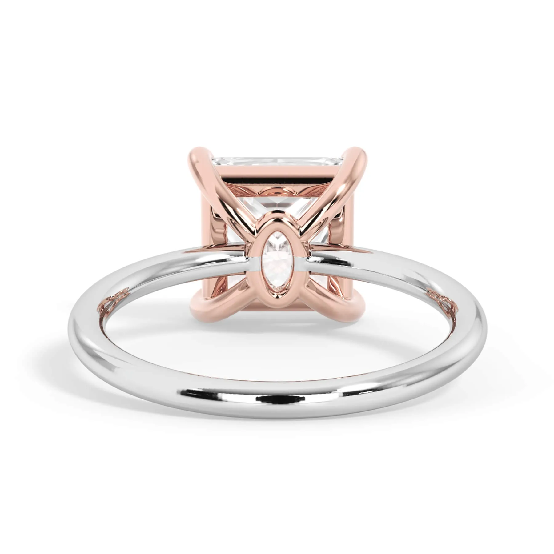 Two-Tone Basket Style Solitaire Engagement Ring - Rose Gold Head