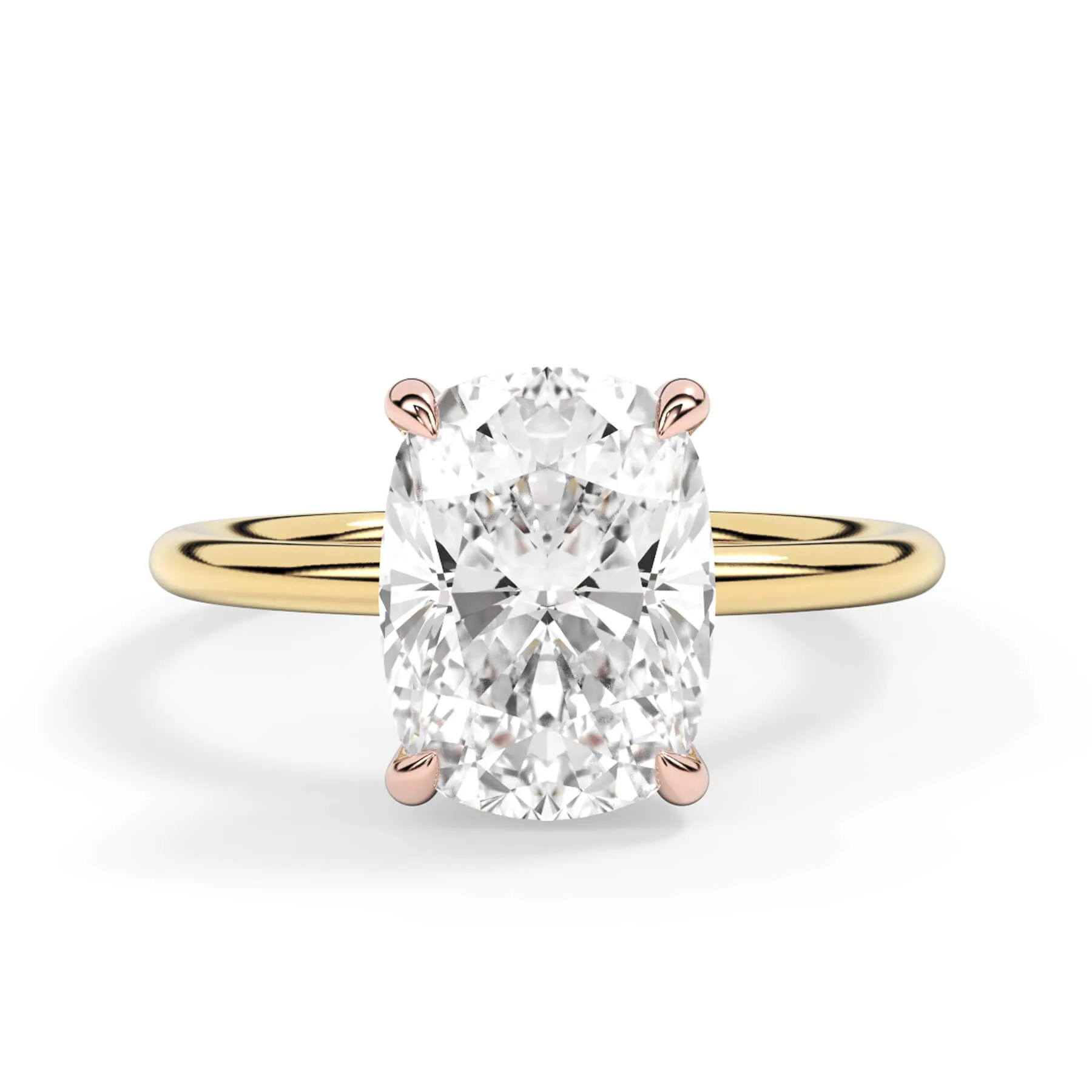 Two-Tone Basket Style Solitaire Engagement Ring - Rose Gold Head