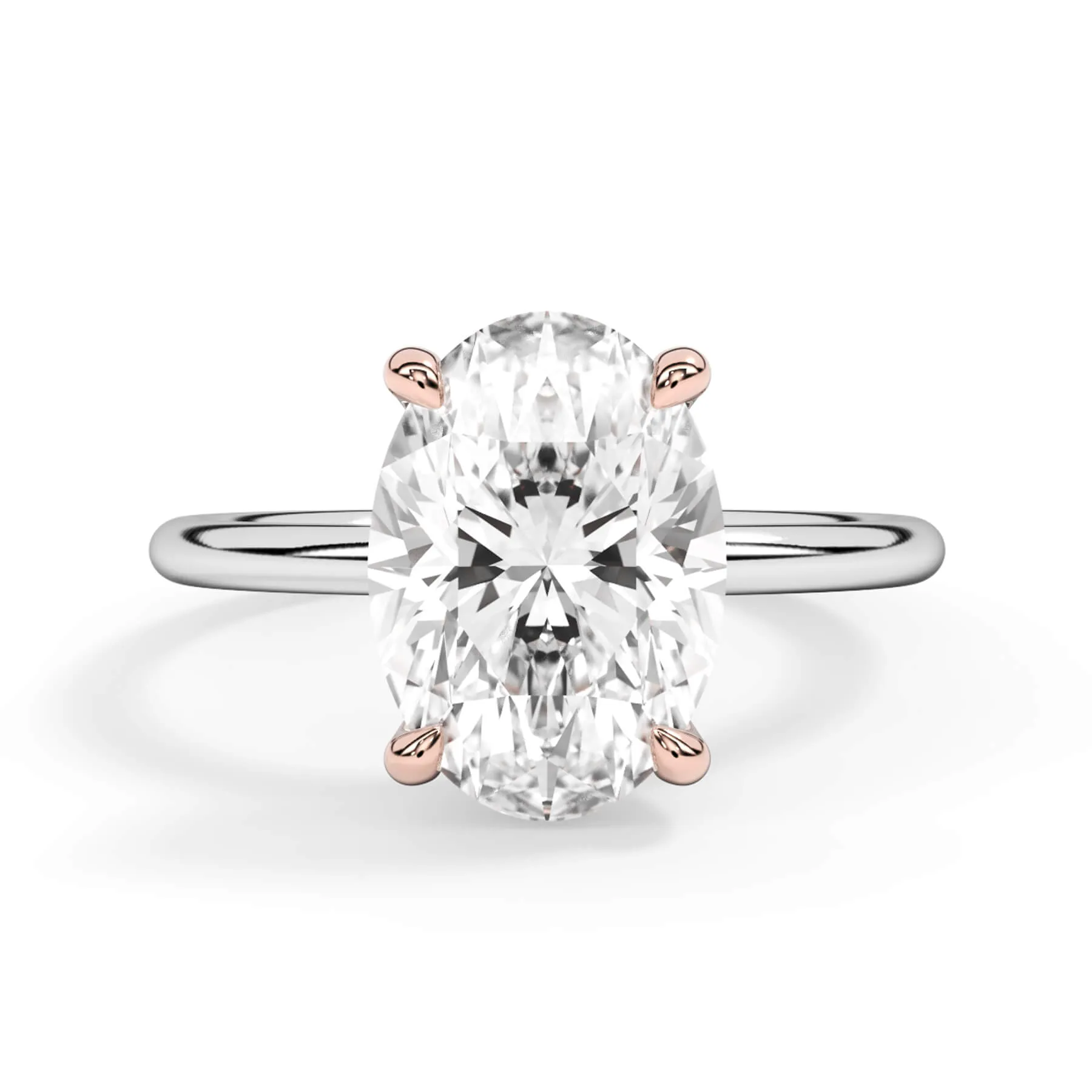 Two-Tone Basket Style Solitaire Engagement Ring - Rose Gold Head