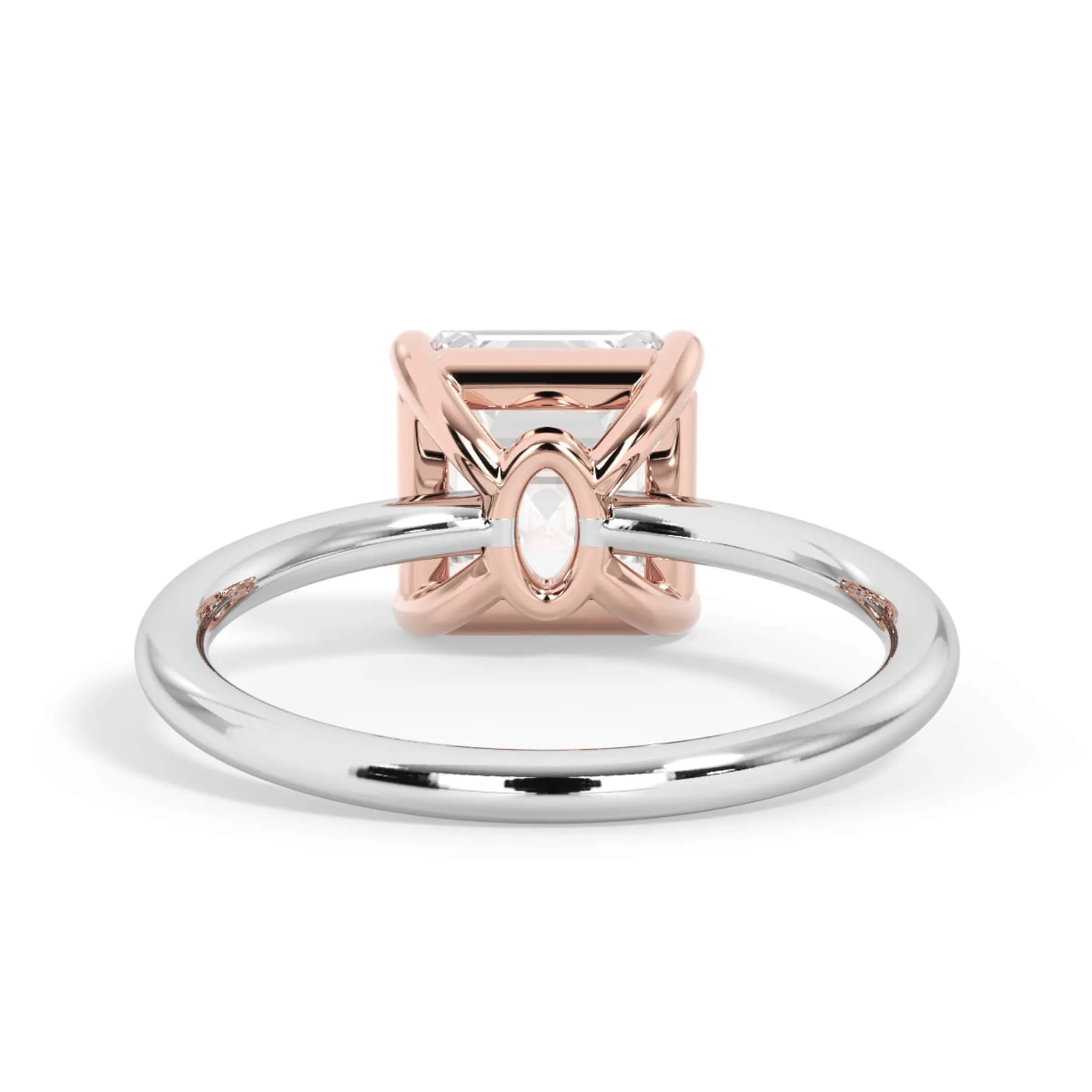 Two-Tone Basket Style Solitaire Engagement Ring - Rose Gold Head