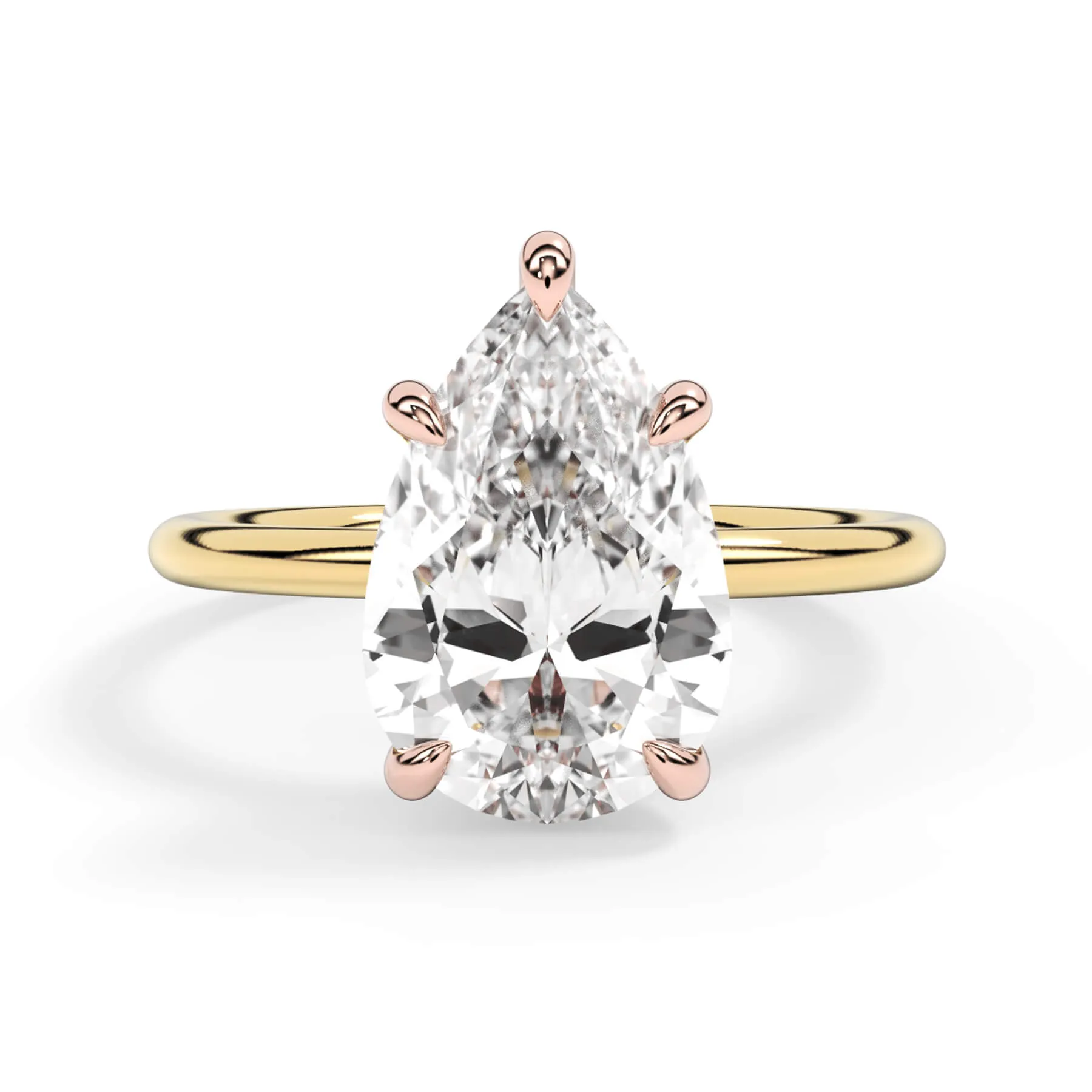 Two-Tone Basket Style Solitaire Engagement Ring - Rose Gold Head