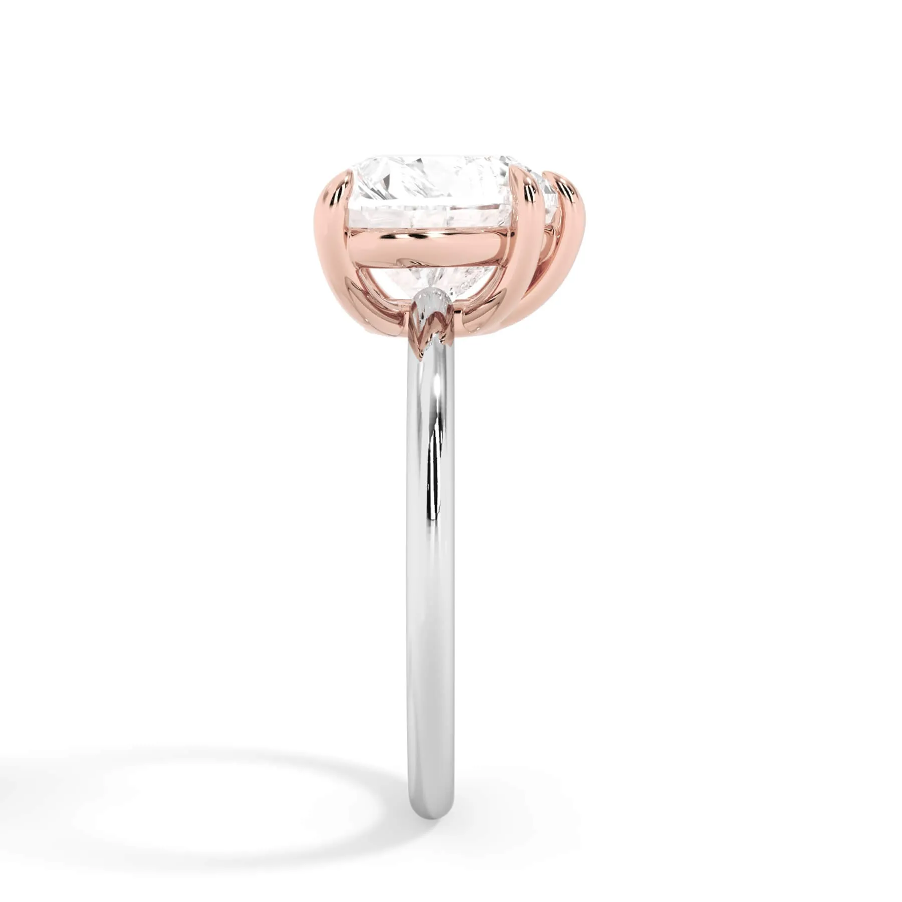 Two-Tone Basket Style Solitaire Engagement Ring - Rose Gold Head