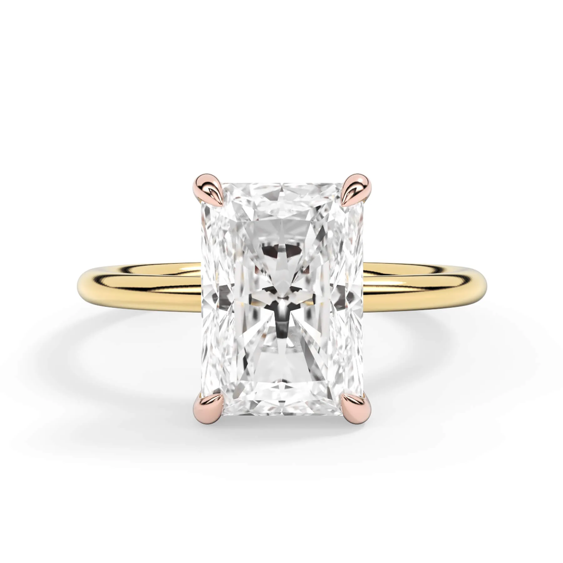 Two-Tone Basket Style Solitaire Engagement Ring - Rose Gold Head