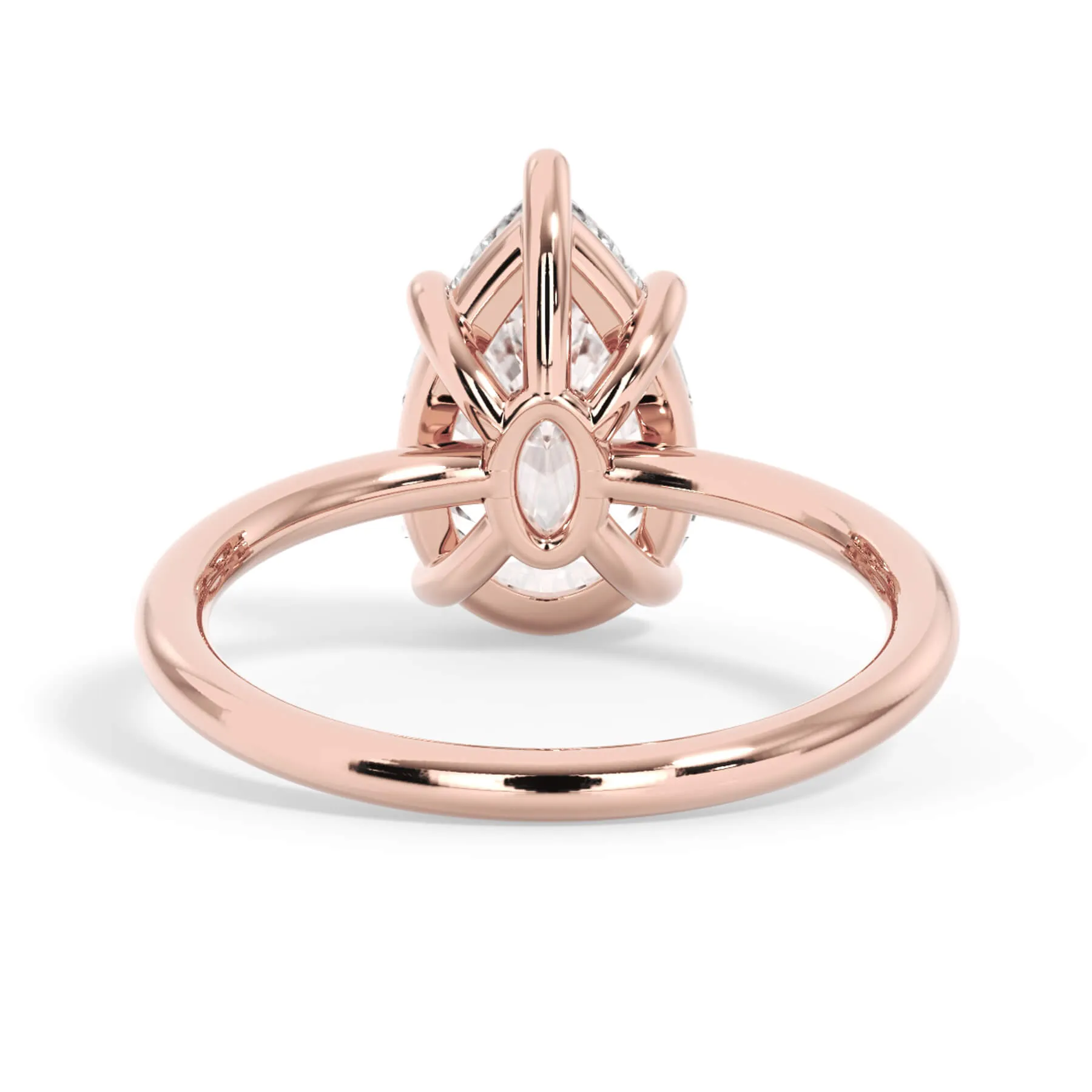 Two-Tone Basket Style Solitaire Engagement Ring - Rose Gold Head