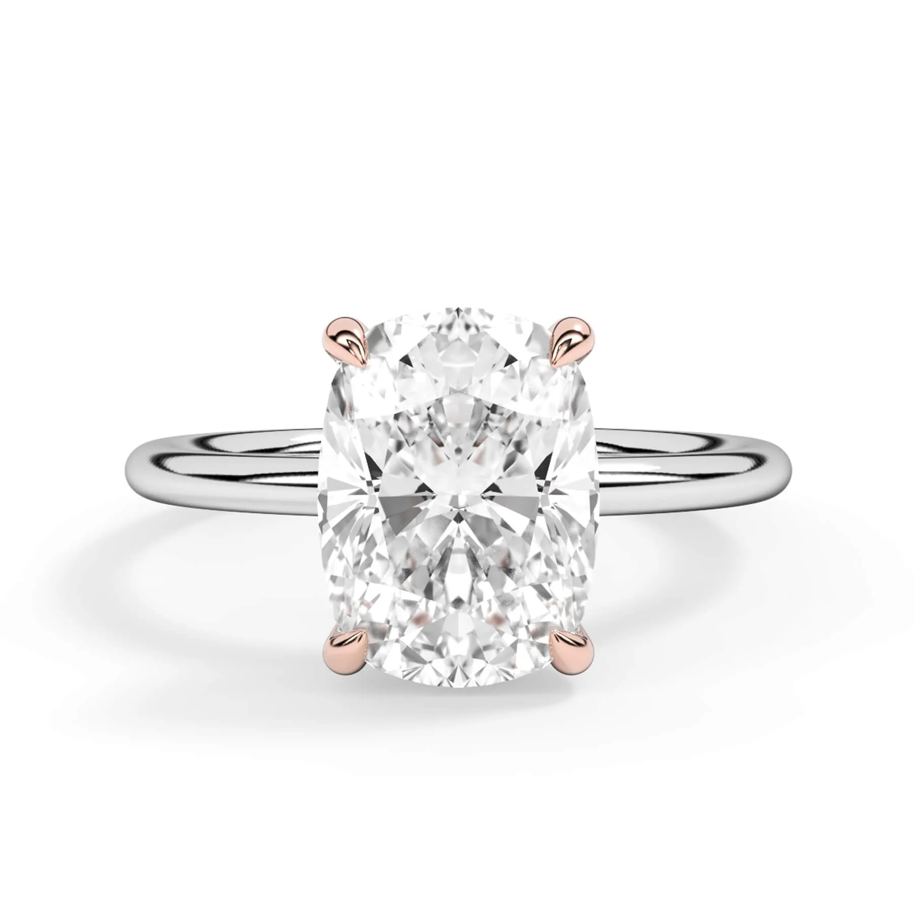 Two-Tone Basket Style Solitaire Engagement Ring - Rose Gold Head
