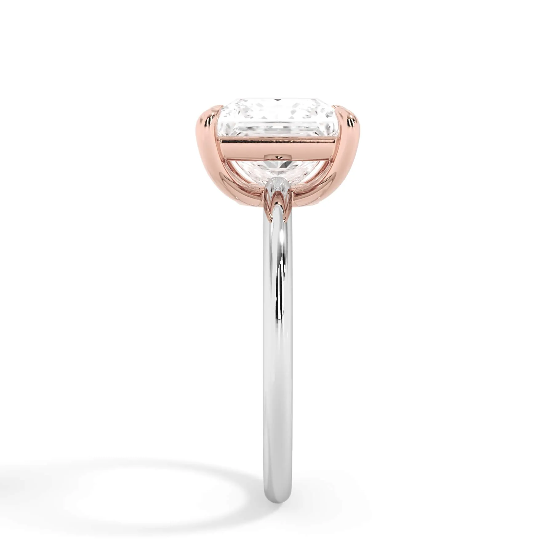 Two-Tone Basket Style Solitaire Engagement Ring - Rose Gold Head