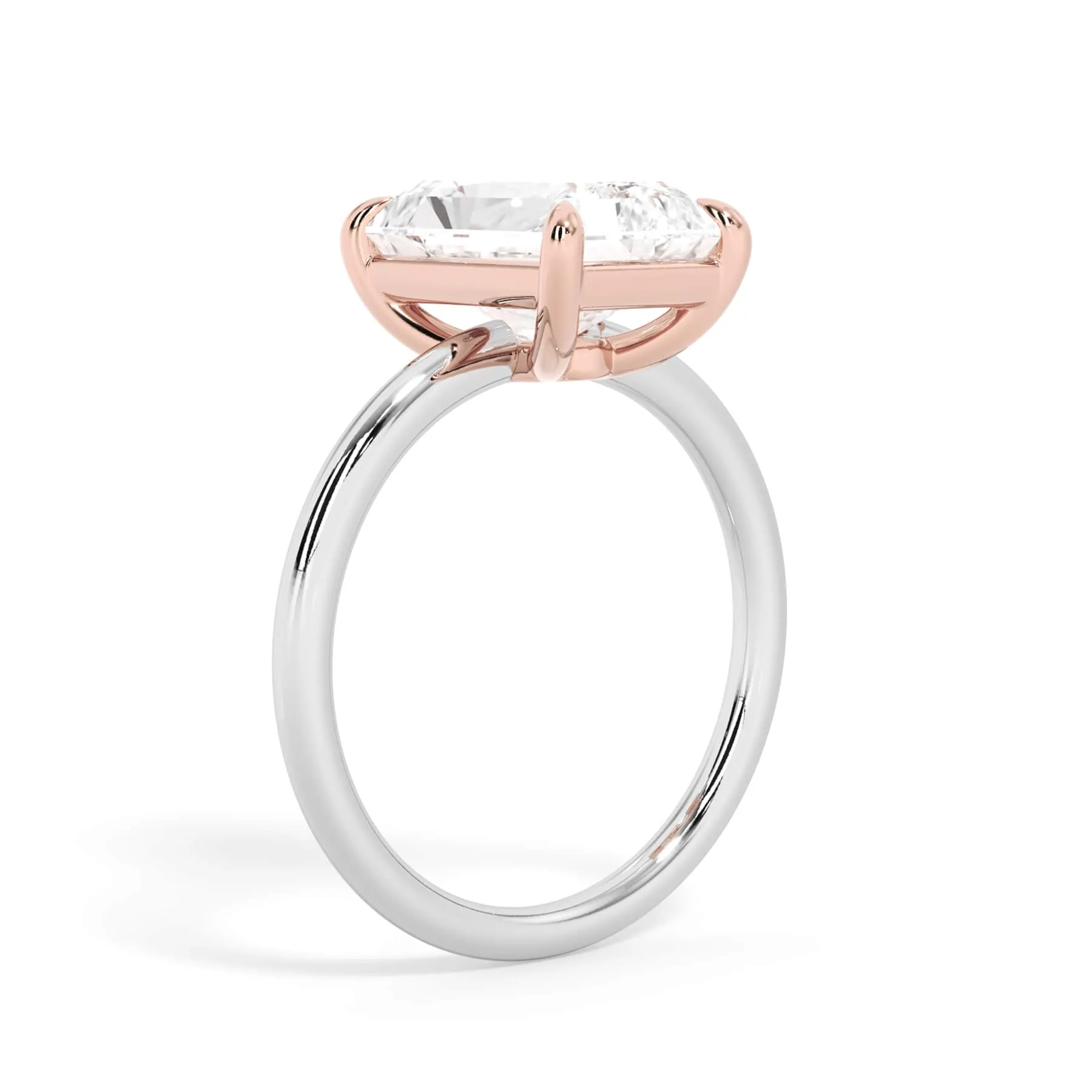 Two-Tone Basket Style Solitaire Engagement Ring - Rose Gold Head