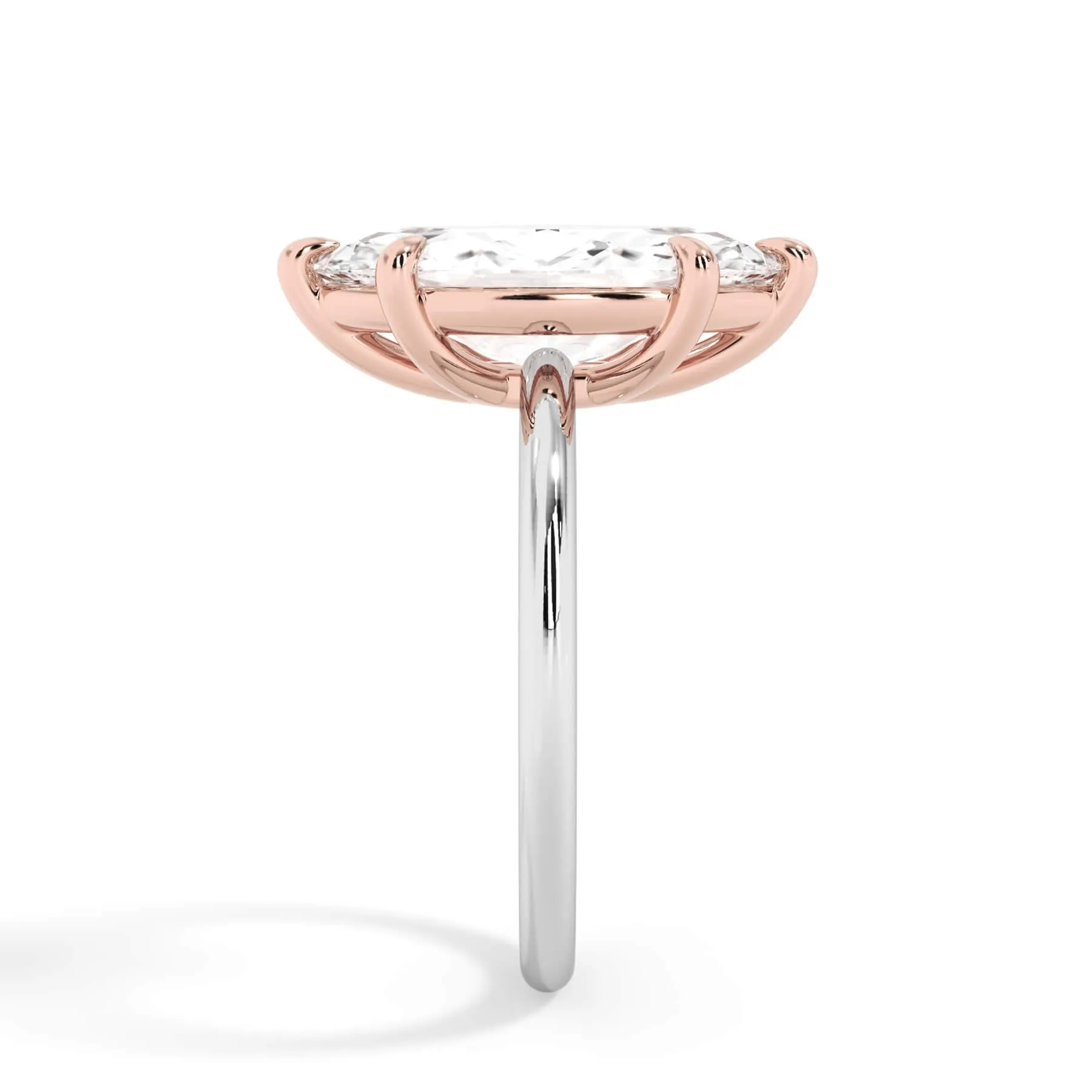 Two-Tone Basket Style Solitaire Engagement Ring - Rose Gold Head