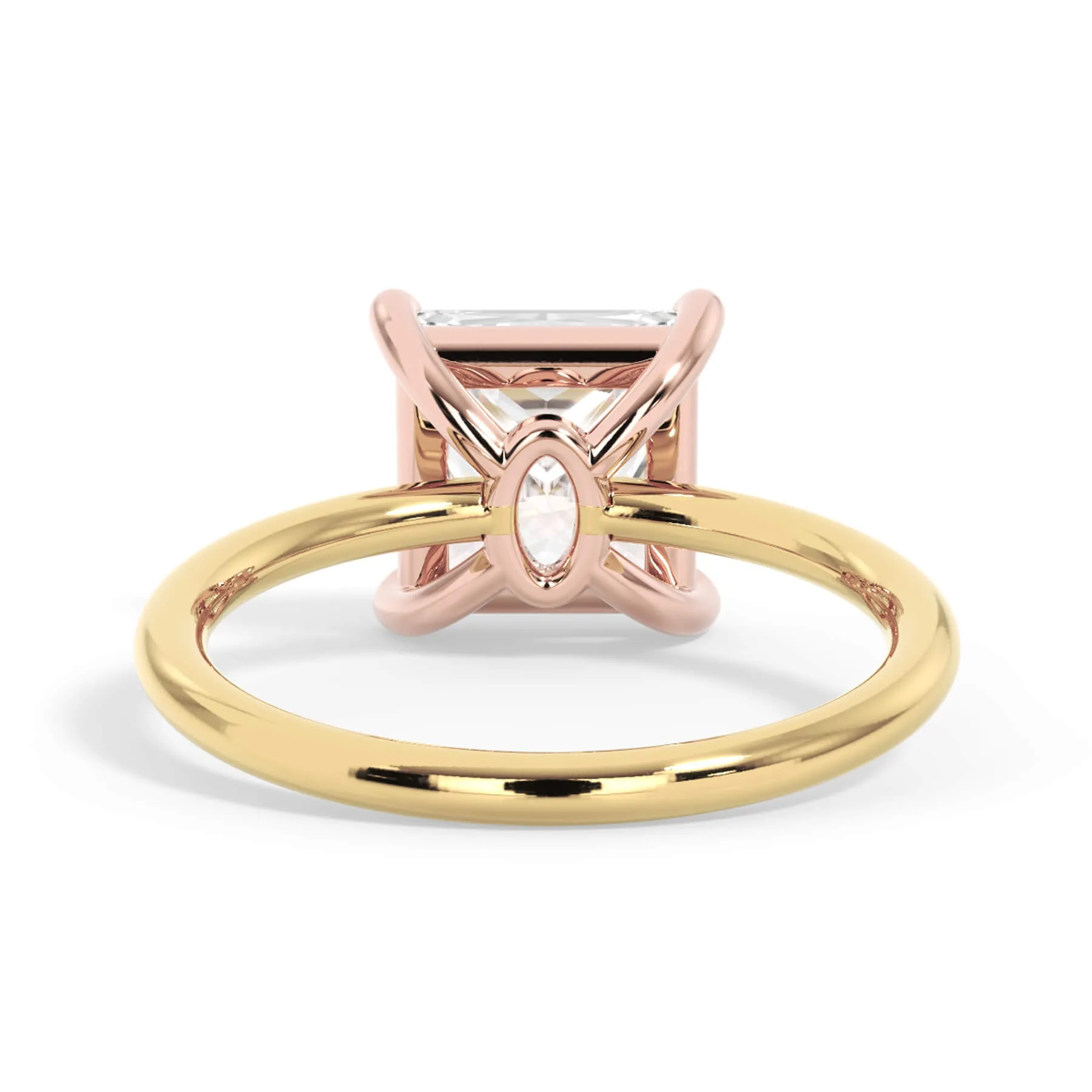 Two-Tone Basket Style Solitaire Engagement Ring - Rose Gold Head