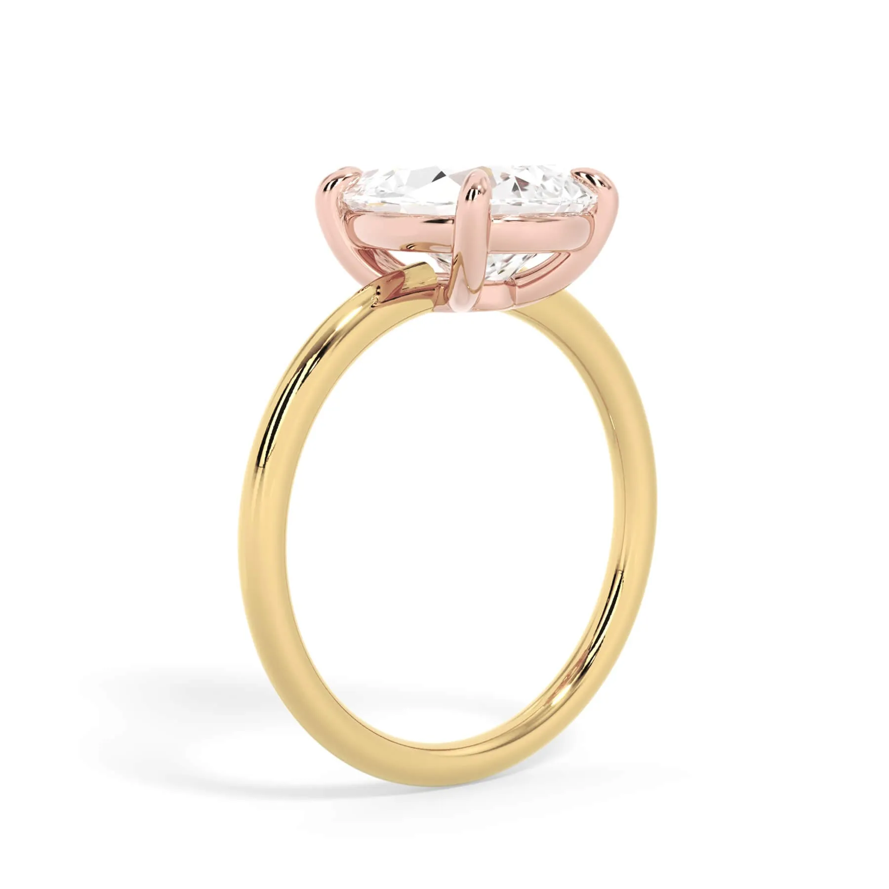Two-Tone Basket Style Solitaire Engagement Ring - Rose Gold Head