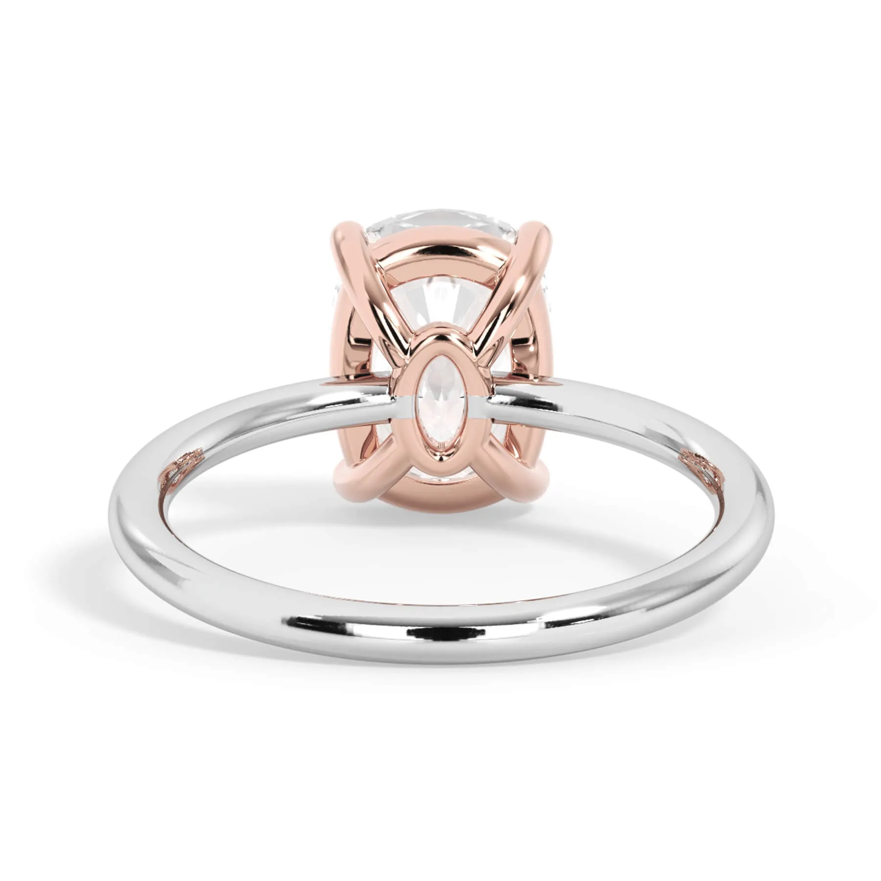 Two-Tone Basket Style Solitaire Engagement Ring - Rose Gold Head