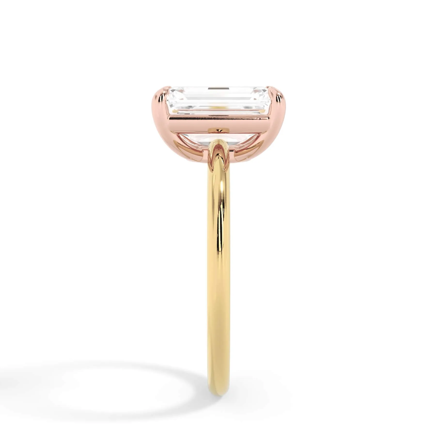 Two-Tone Basket Style Solitaire Engagement Ring - Rose Gold Head