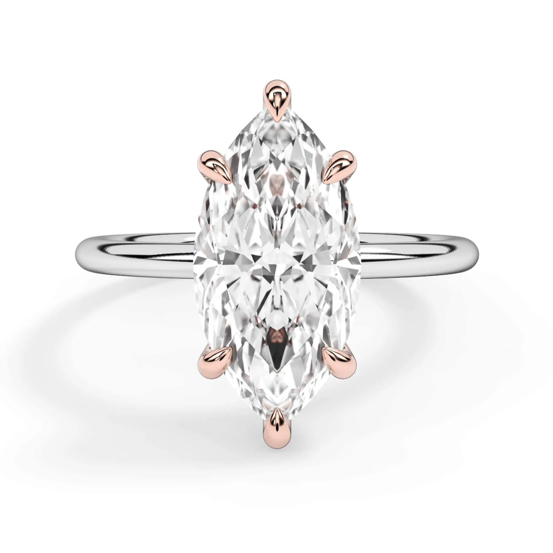 Two-Tone Basket Style Solitaire Engagement Ring - Rose Gold Head