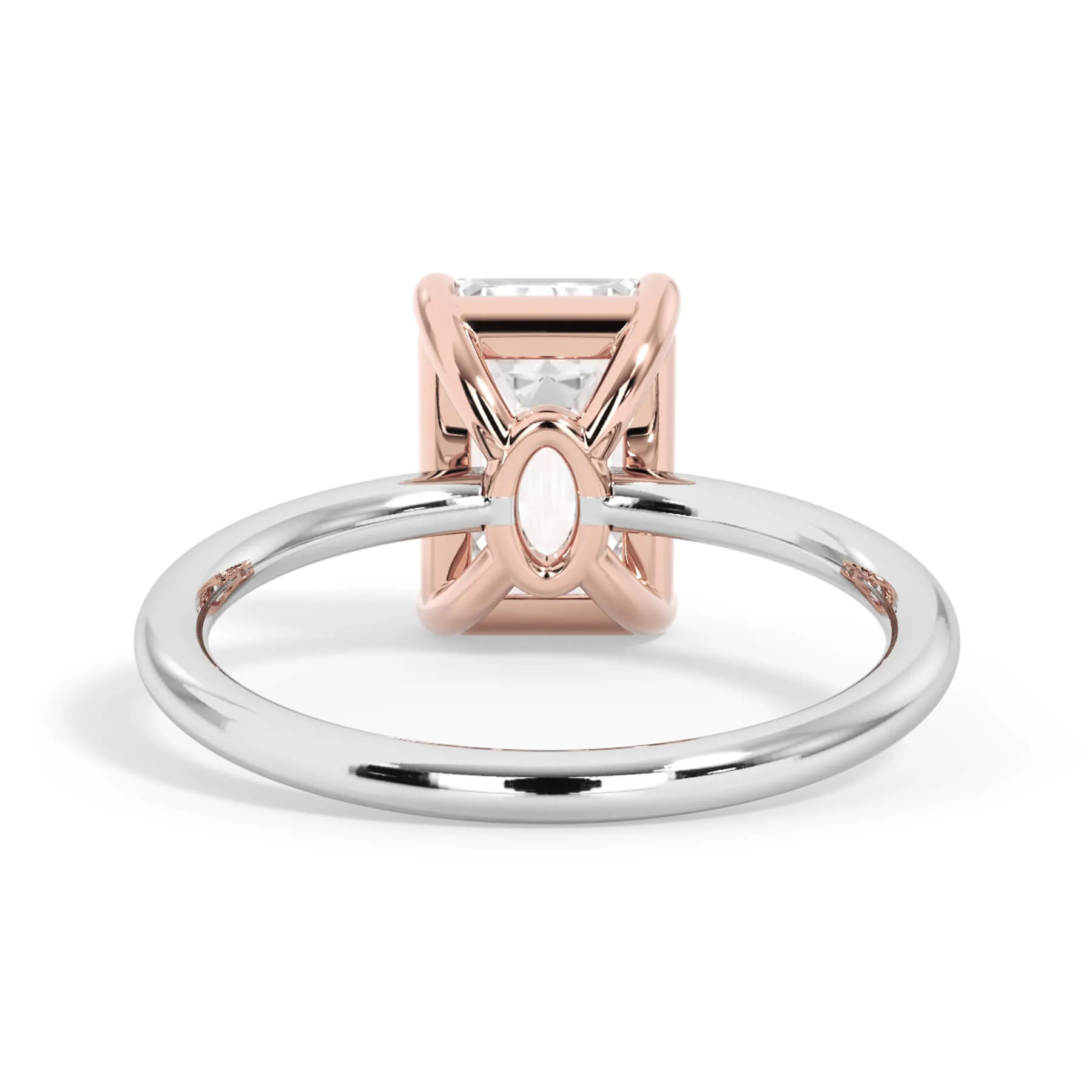 Two-Tone Basket Style Solitaire Engagement Ring - Rose Gold Head