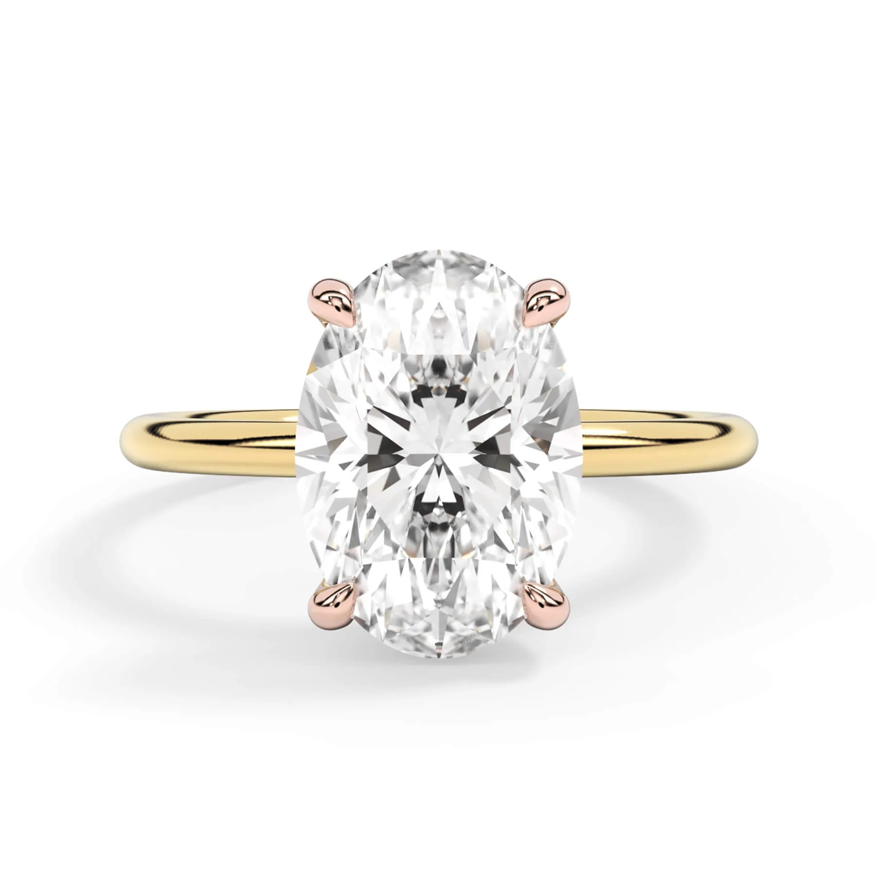 Two-Tone Basket Style Solitaire Engagement Ring - Rose Gold Head
