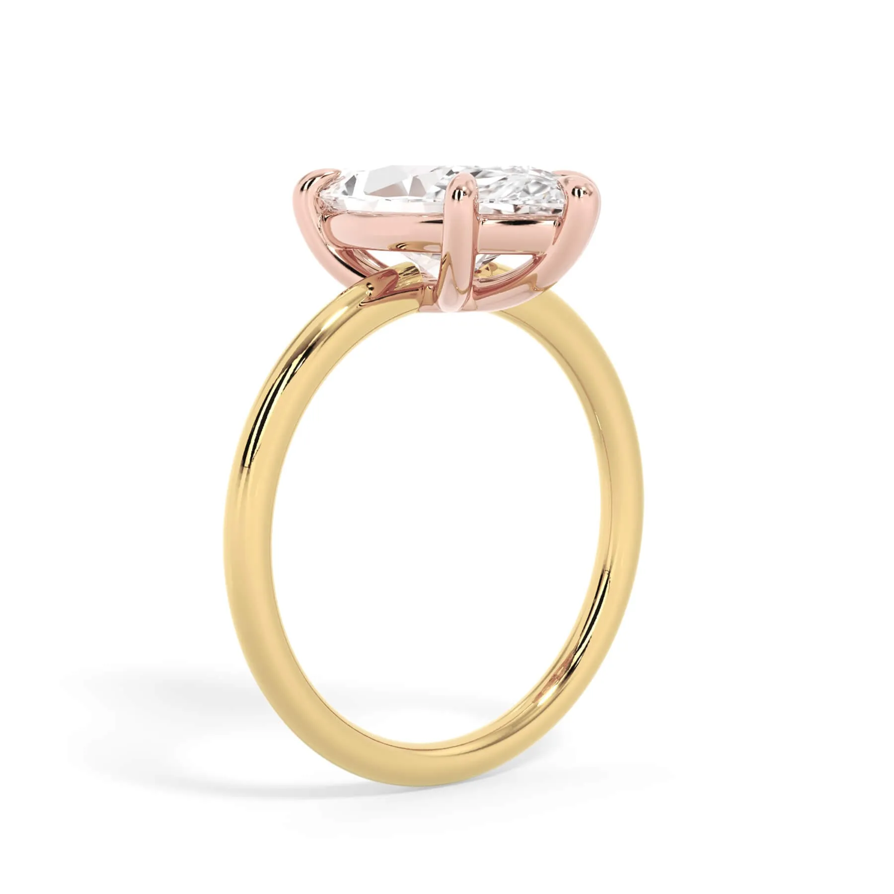 Two-Tone Basket Style Solitaire Engagement Ring - Rose Gold Head