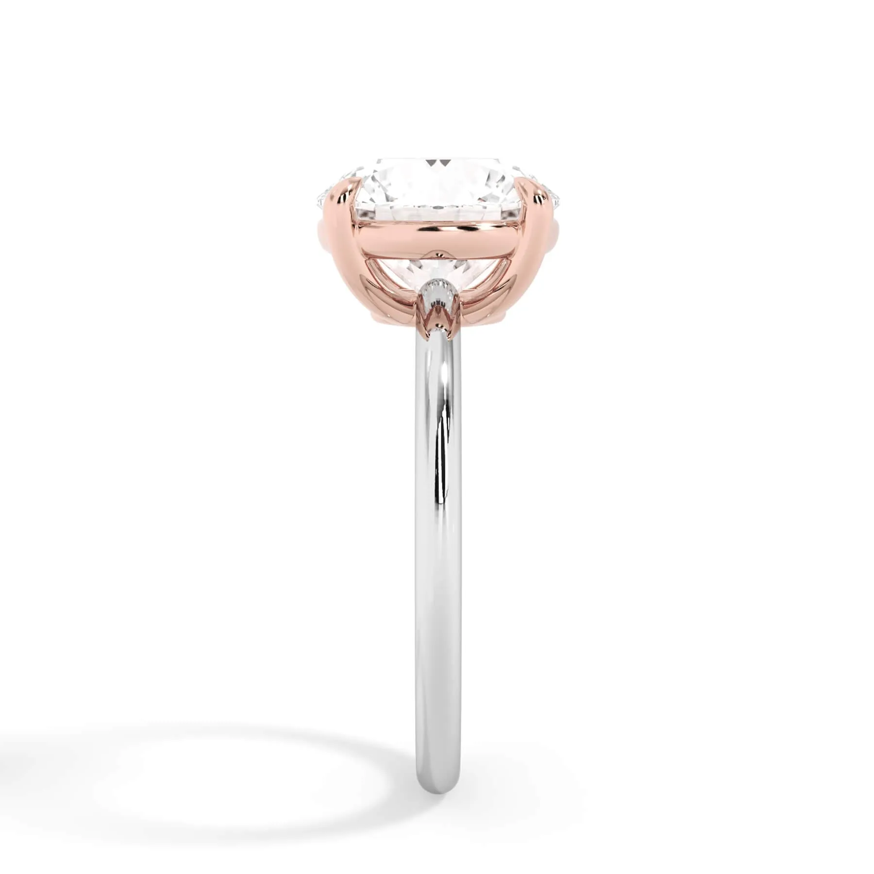 Two-Tone Basket Style Solitaire Engagement Ring - Rose Gold Head