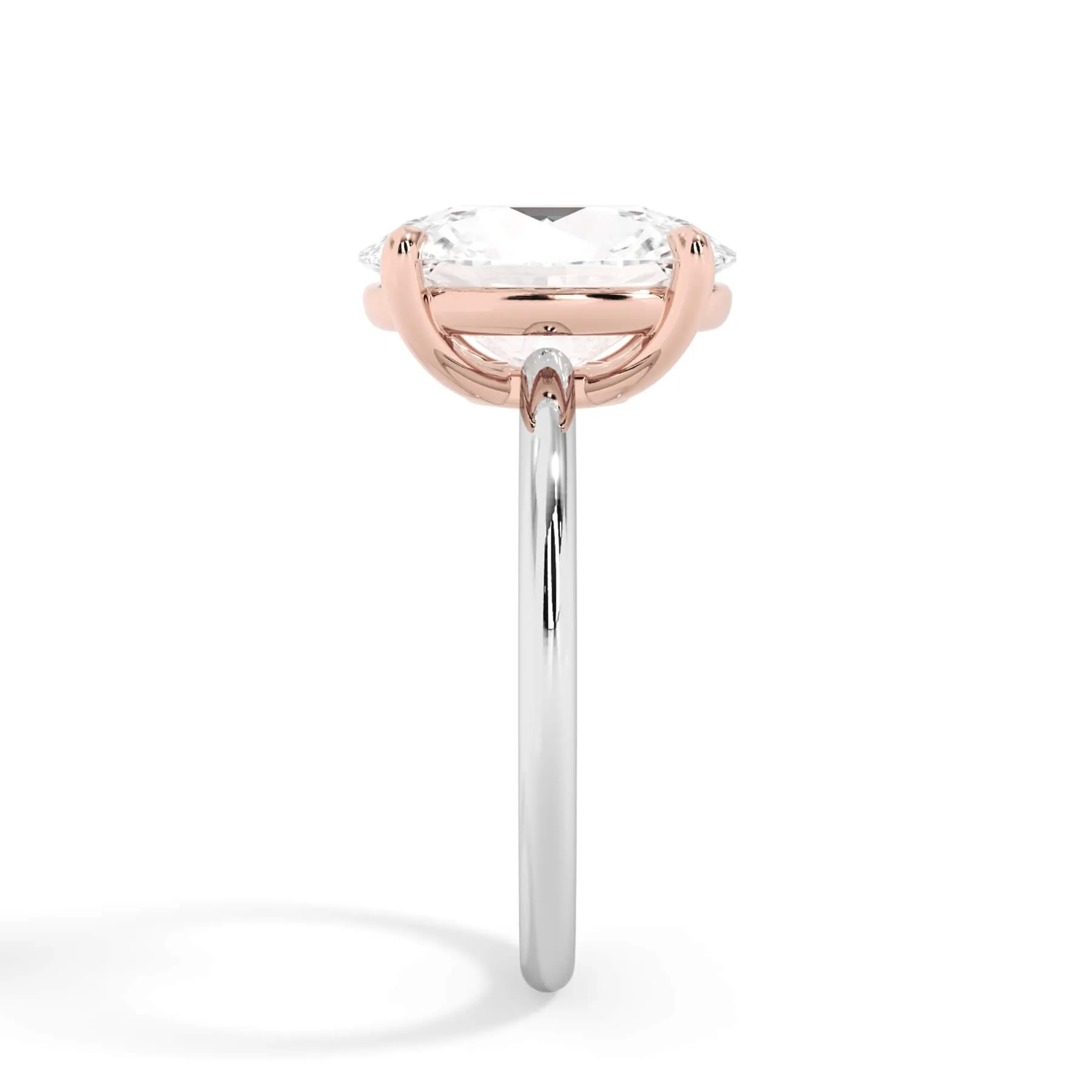 Two-Tone Basket Style Solitaire Engagement Ring - Rose Gold Head