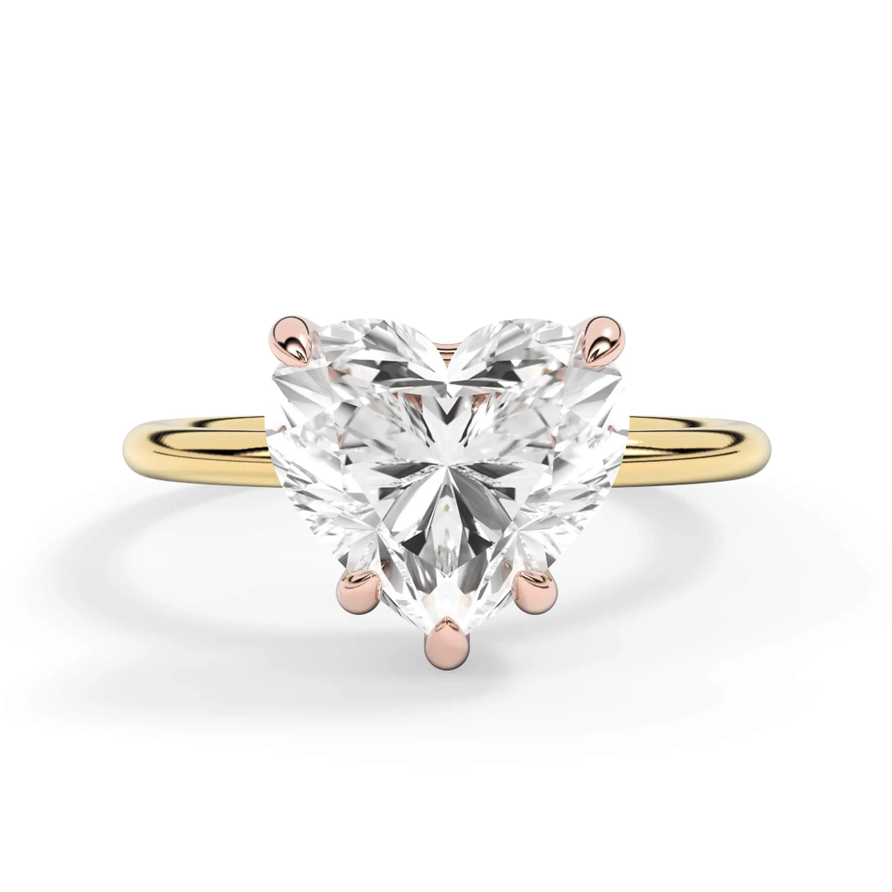 Two-Tone Basket Style Solitaire Engagement Ring - Rose Gold Head