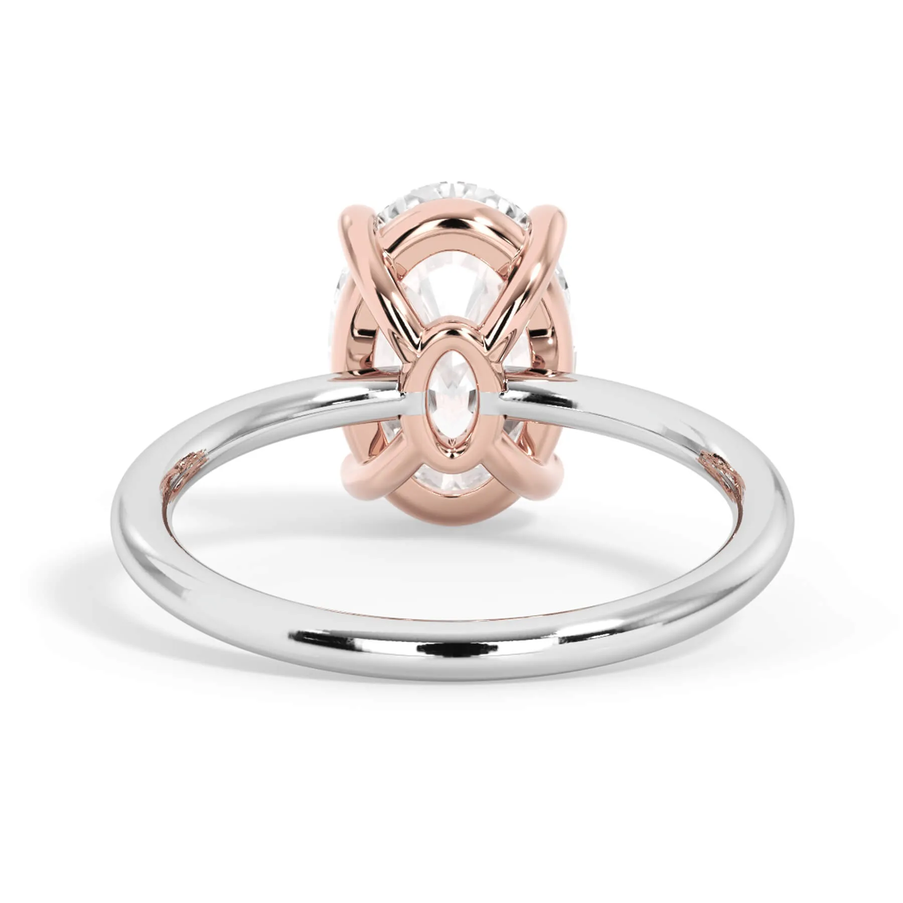Two-Tone Basket Style Solitaire Engagement Ring - Rose Gold Head
