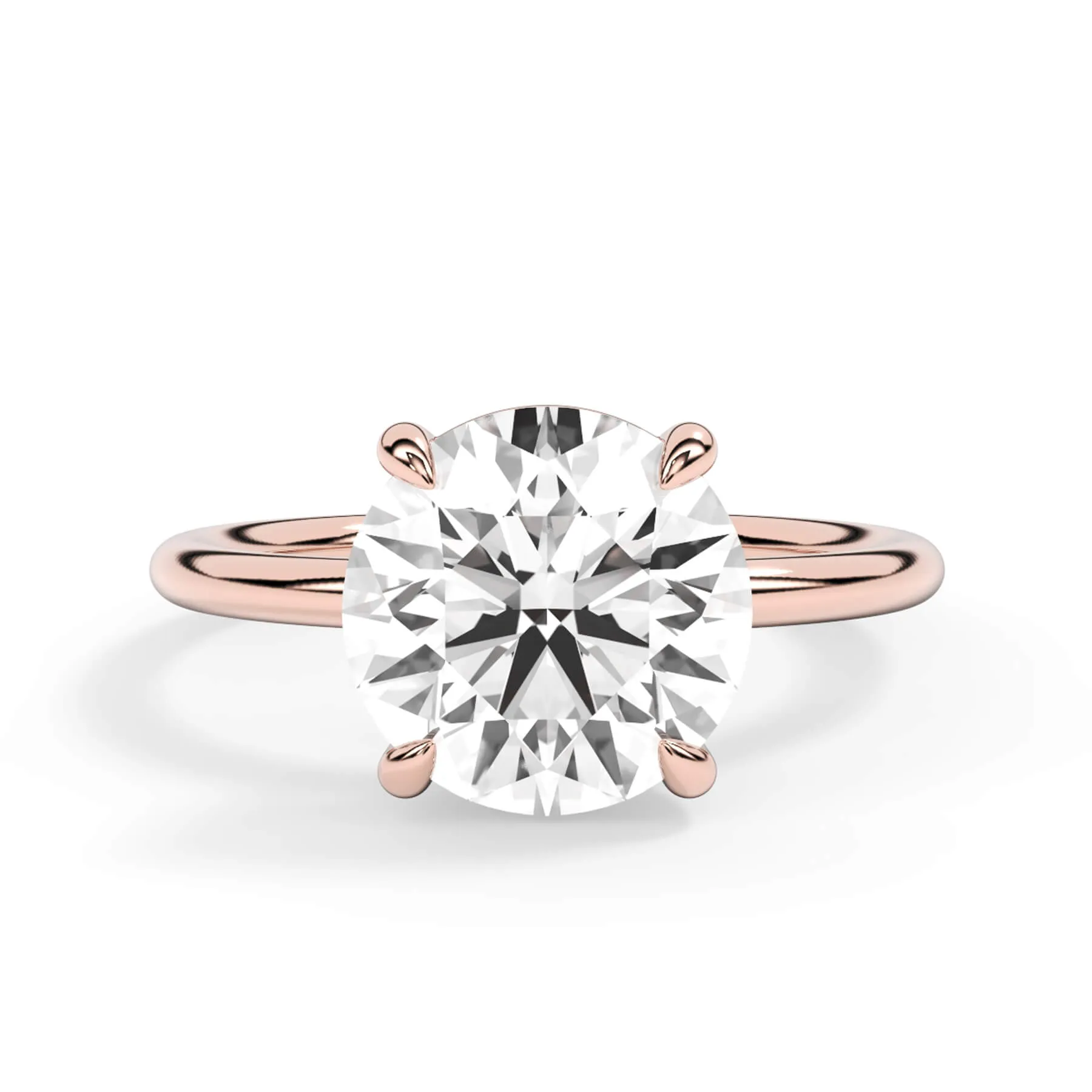 Two-Tone Basket Style Solitaire Engagement Ring - Rose Gold Head