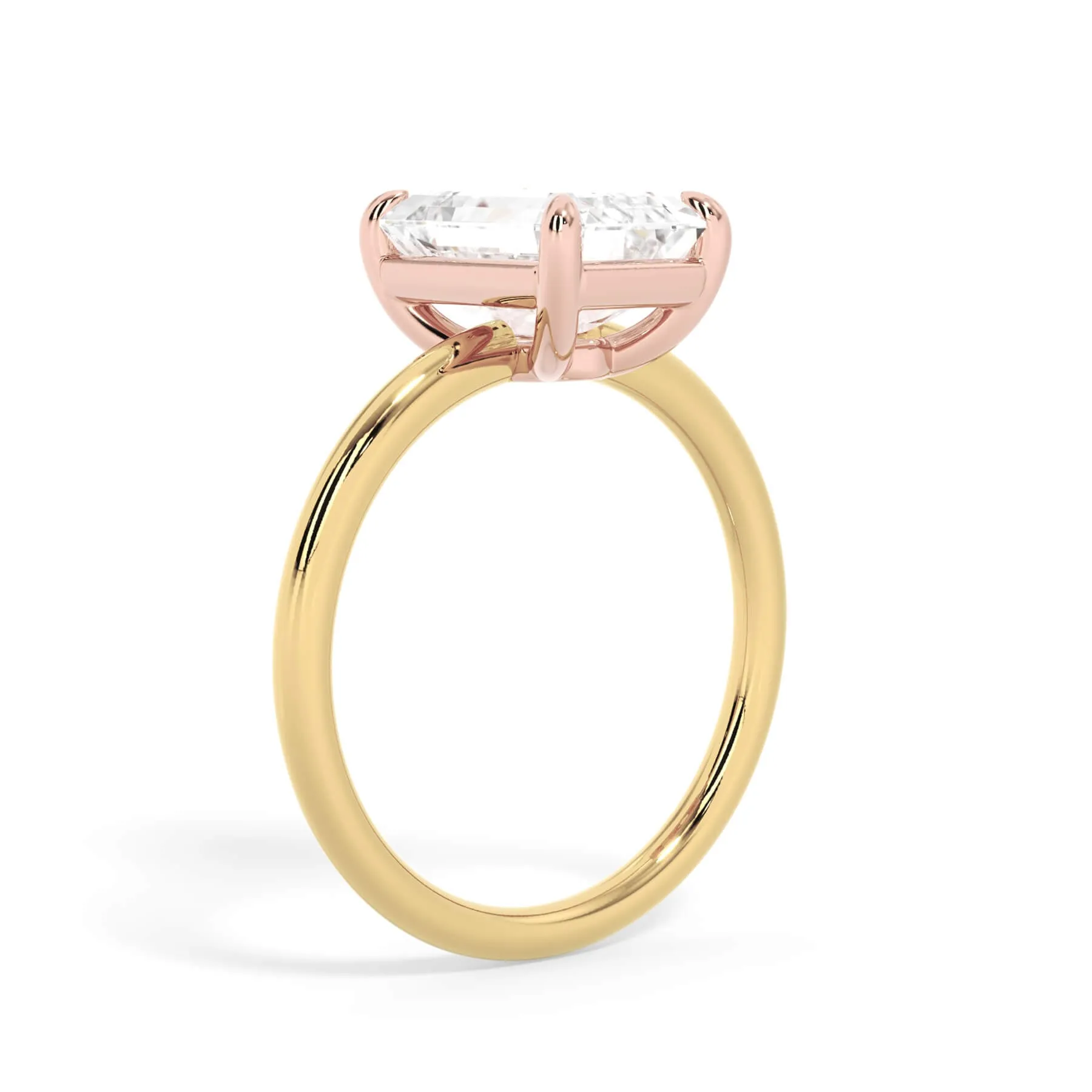 Two-Tone Basket Style Solitaire Engagement Ring - Rose Gold Head