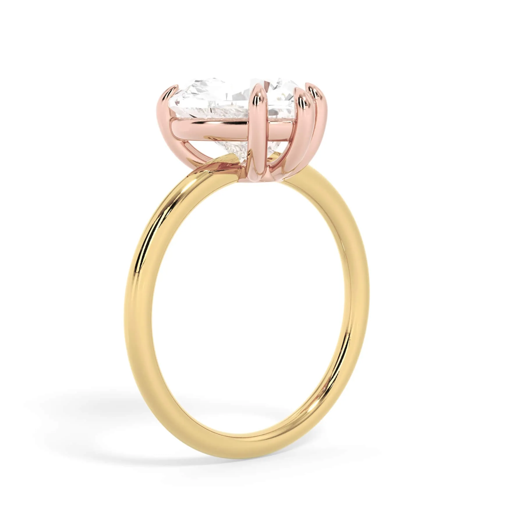 Two-Tone Basket Style Solitaire Engagement Ring - Rose Gold Head