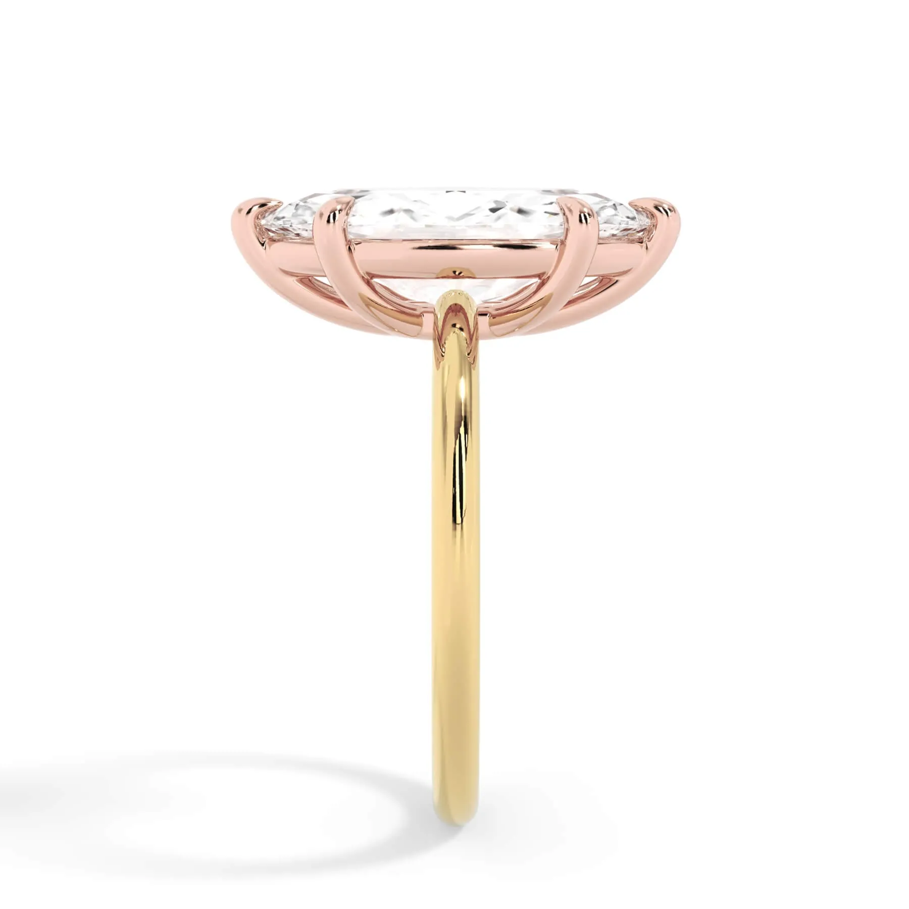 Two-Tone Basket Style Solitaire Engagement Ring - Rose Gold Head