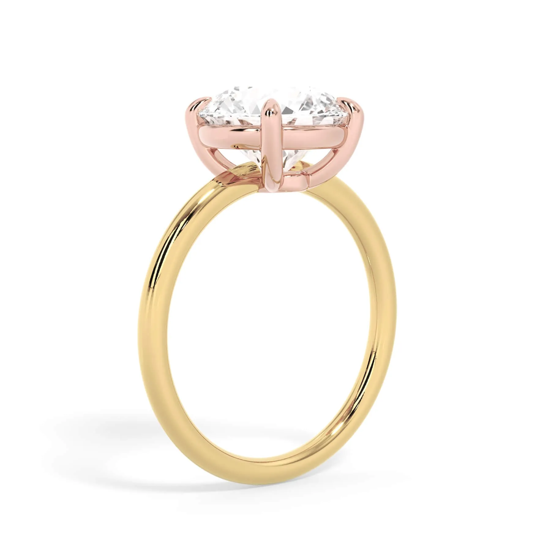 Two-Tone Basket Style Solitaire Engagement Ring - Rose Gold Head