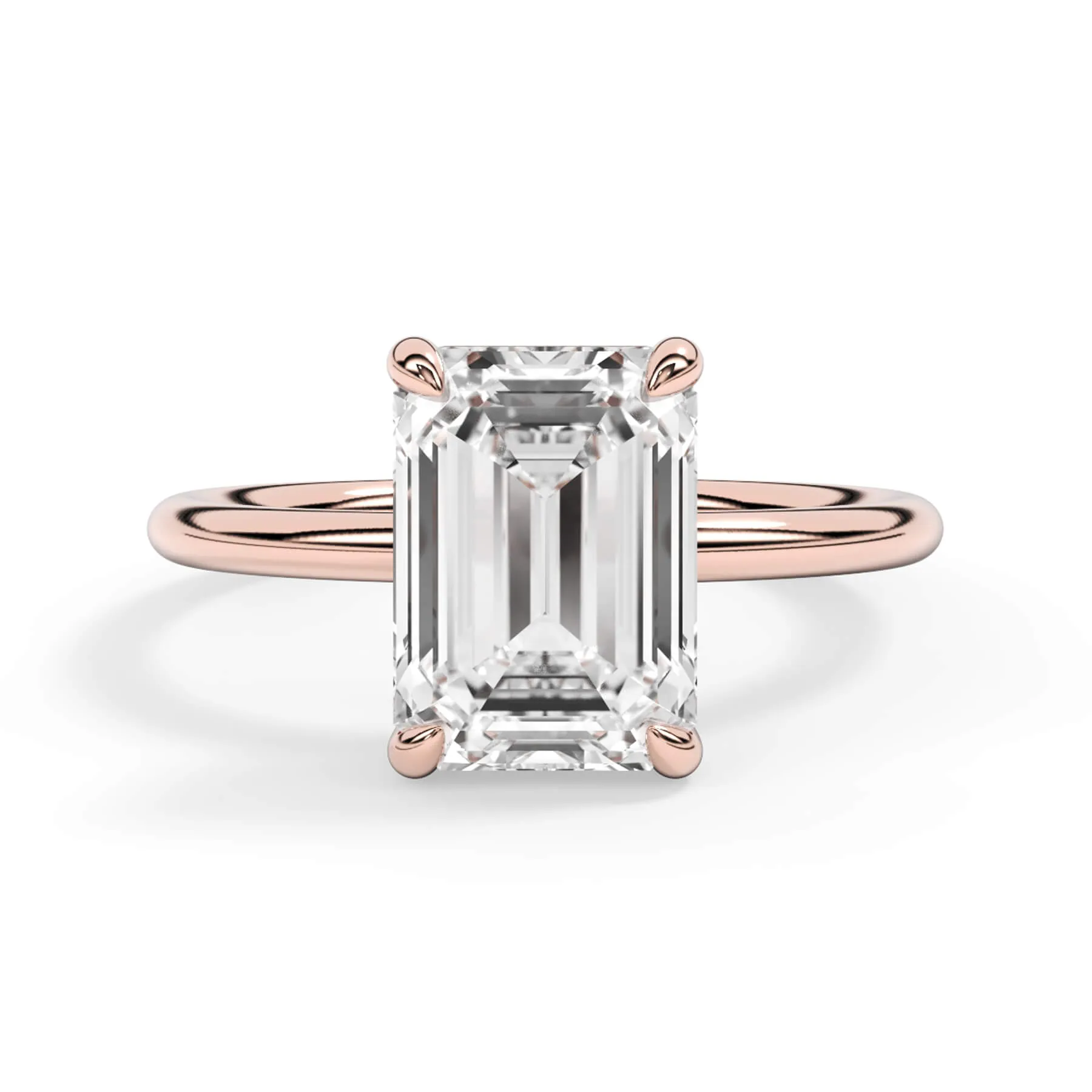 Two-Tone Basket Style Solitaire Engagement Ring - Rose Gold Head
