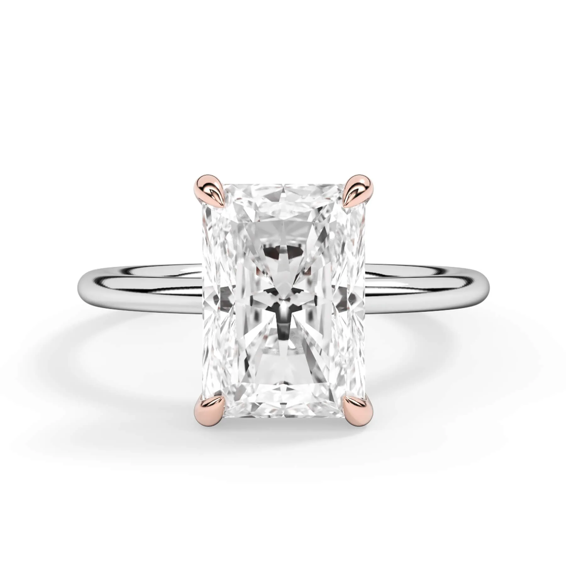 Two-Tone Basket Style Solitaire Engagement Ring - Rose Gold Head