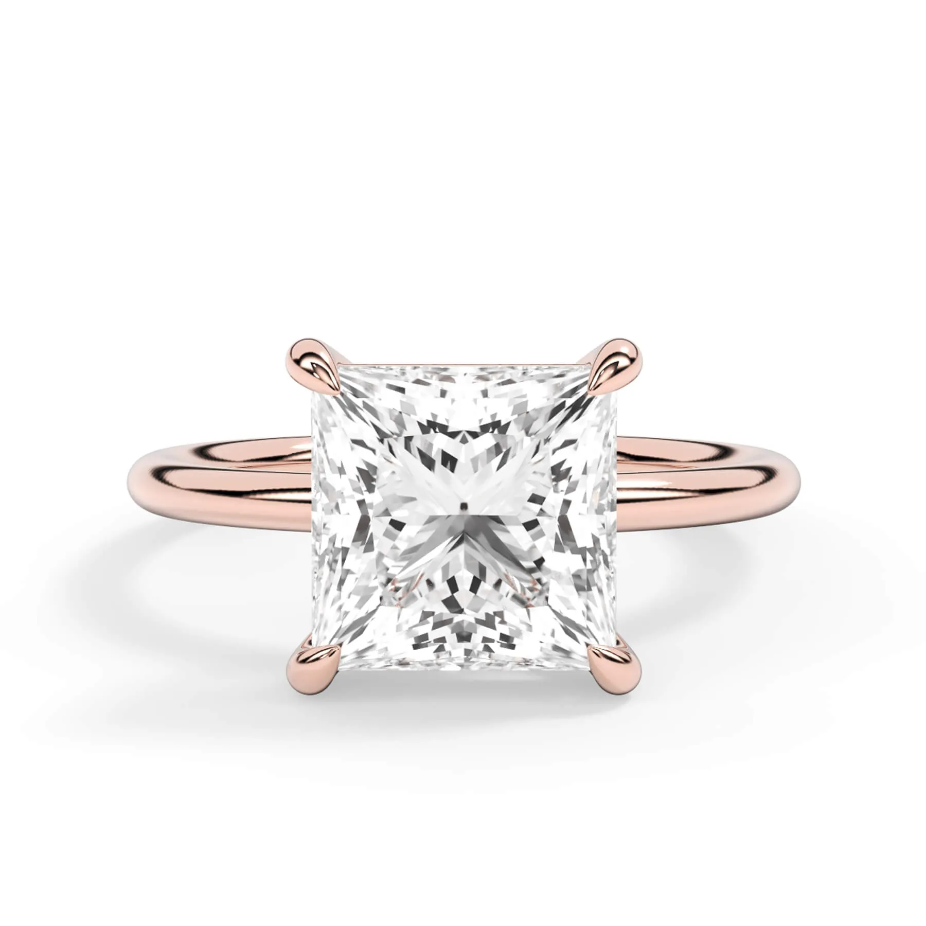 Two-Tone Basket Style Solitaire Engagement Ring - Rose Gold Head