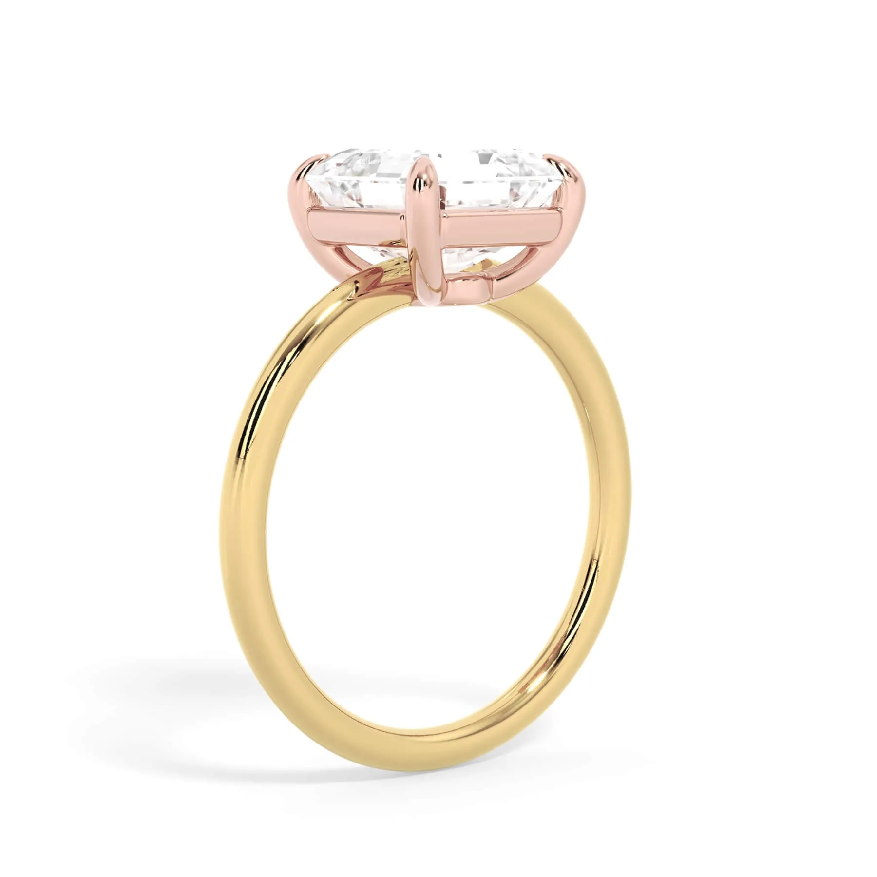 Two-Tone Basket Style Solitaire Engagement Ring - Rose Gold Head