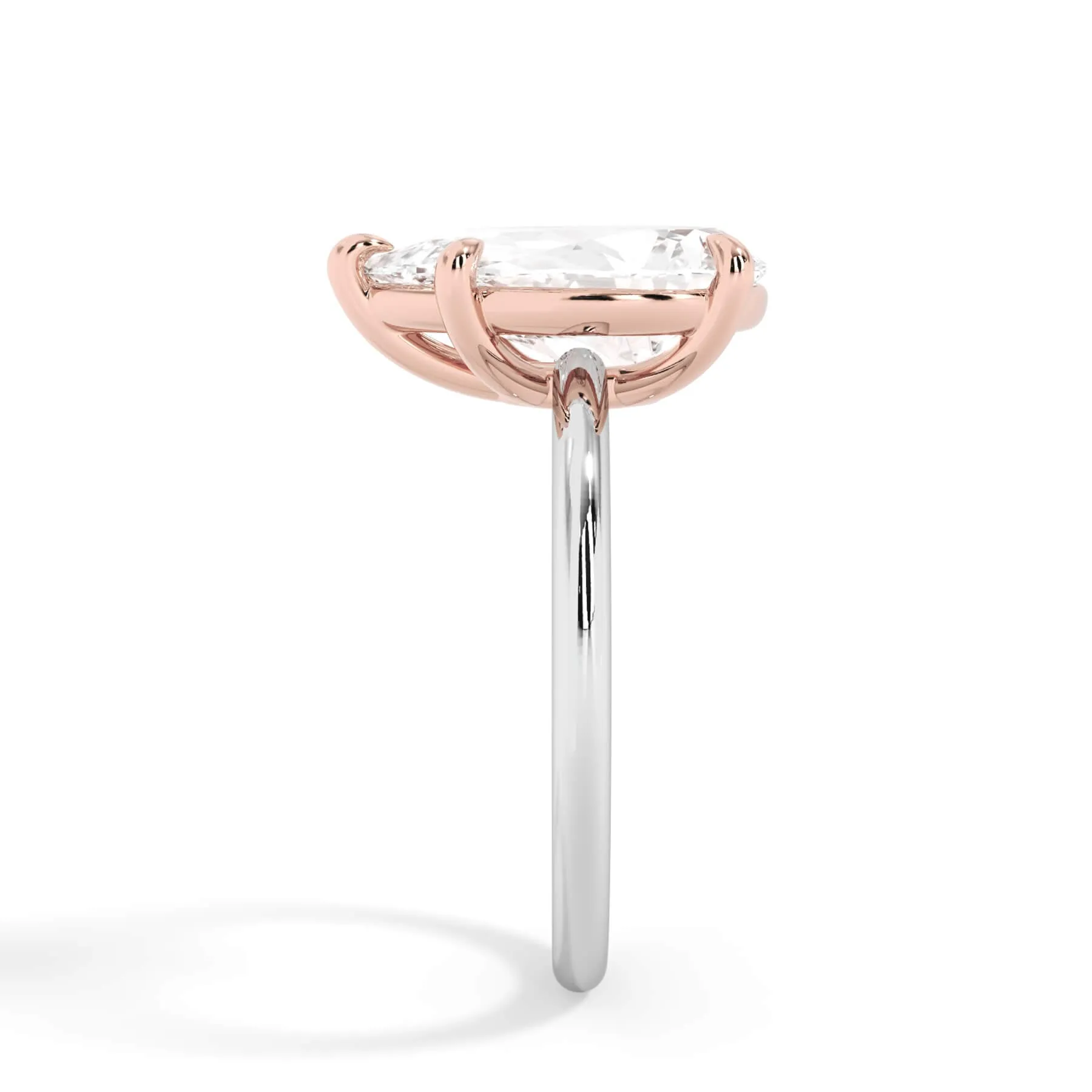 Two-Tone Basket Style Solitaire Engagement Ring - Rose Gold Head