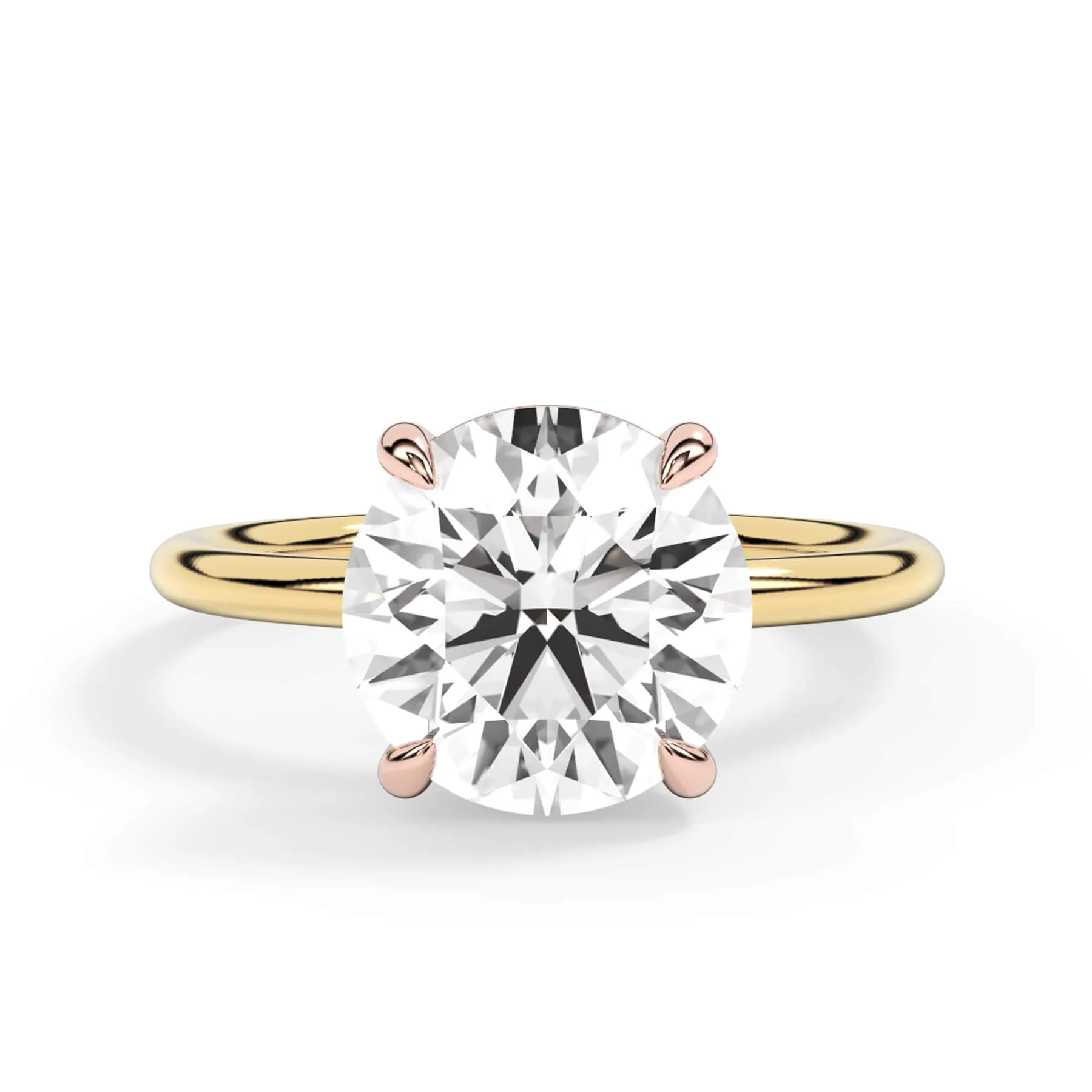Two-Tone Basket Style Solitaire Engagement Ring - Rose Gold Head