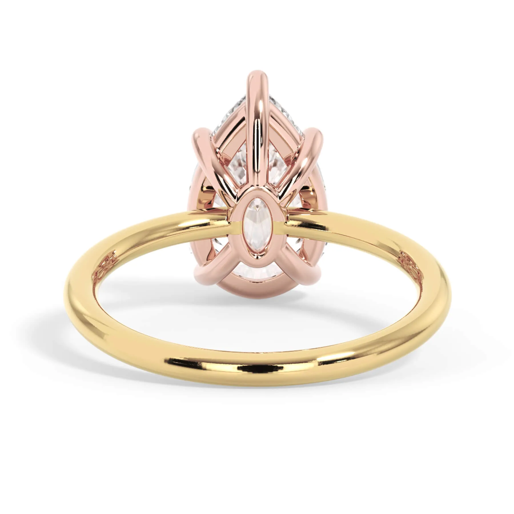 Two-Tone Basket Style Solitaire Engagement Ring - Rose Gold Head
