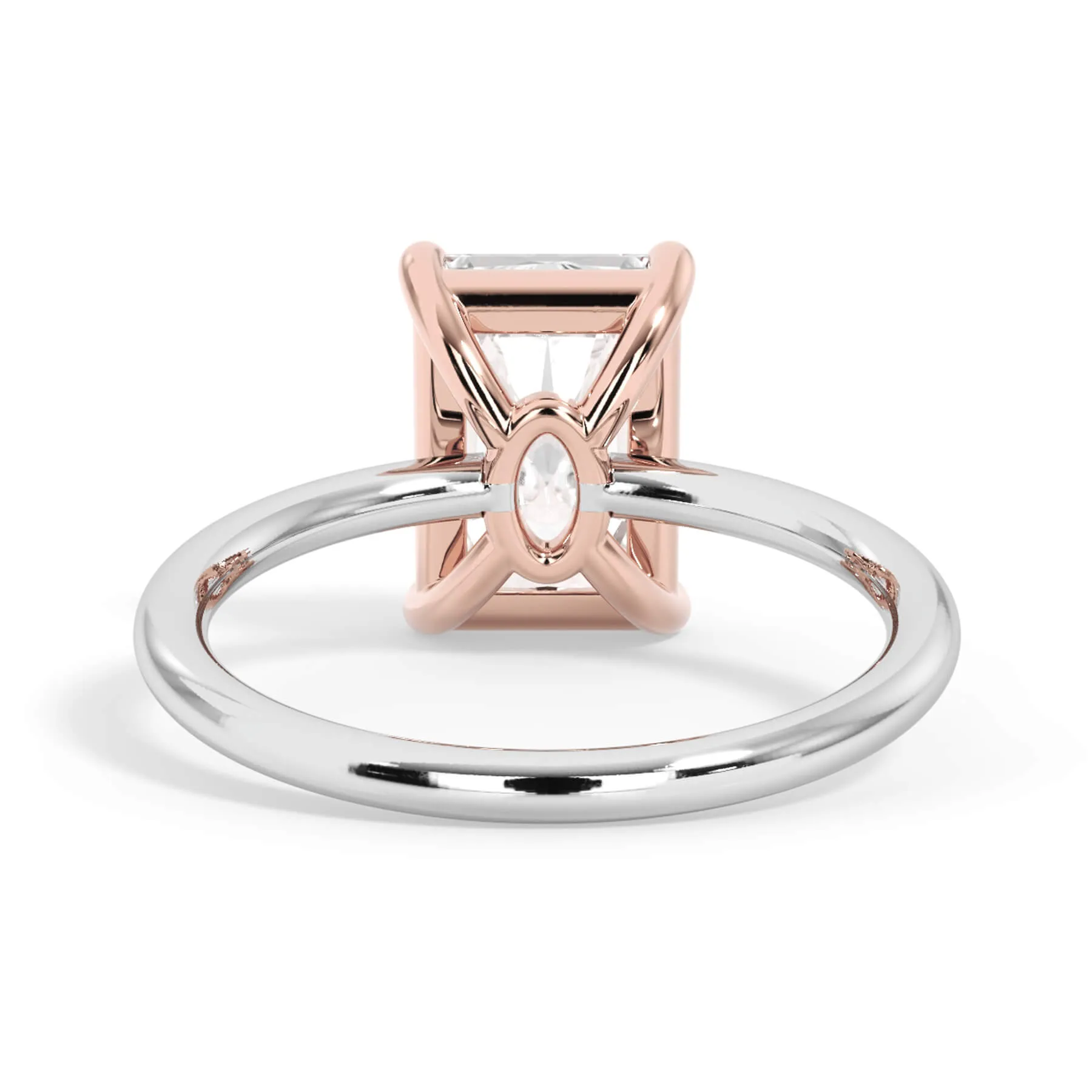 Two-Tone Basket Style Solitaire Engagement Ring - Rose Gold Head