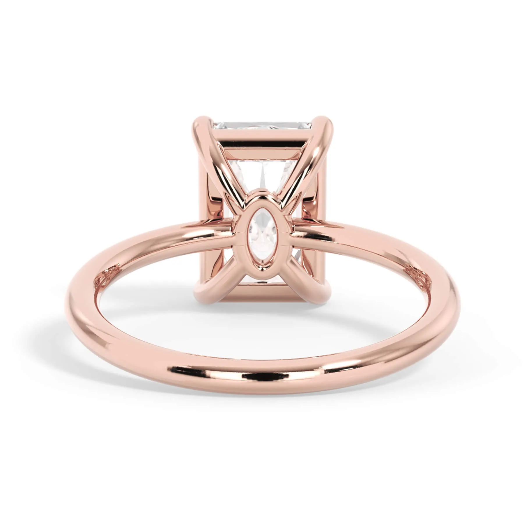 Two-Tone Basket Style Solitaire Engagement Ring - Rose Gold Head