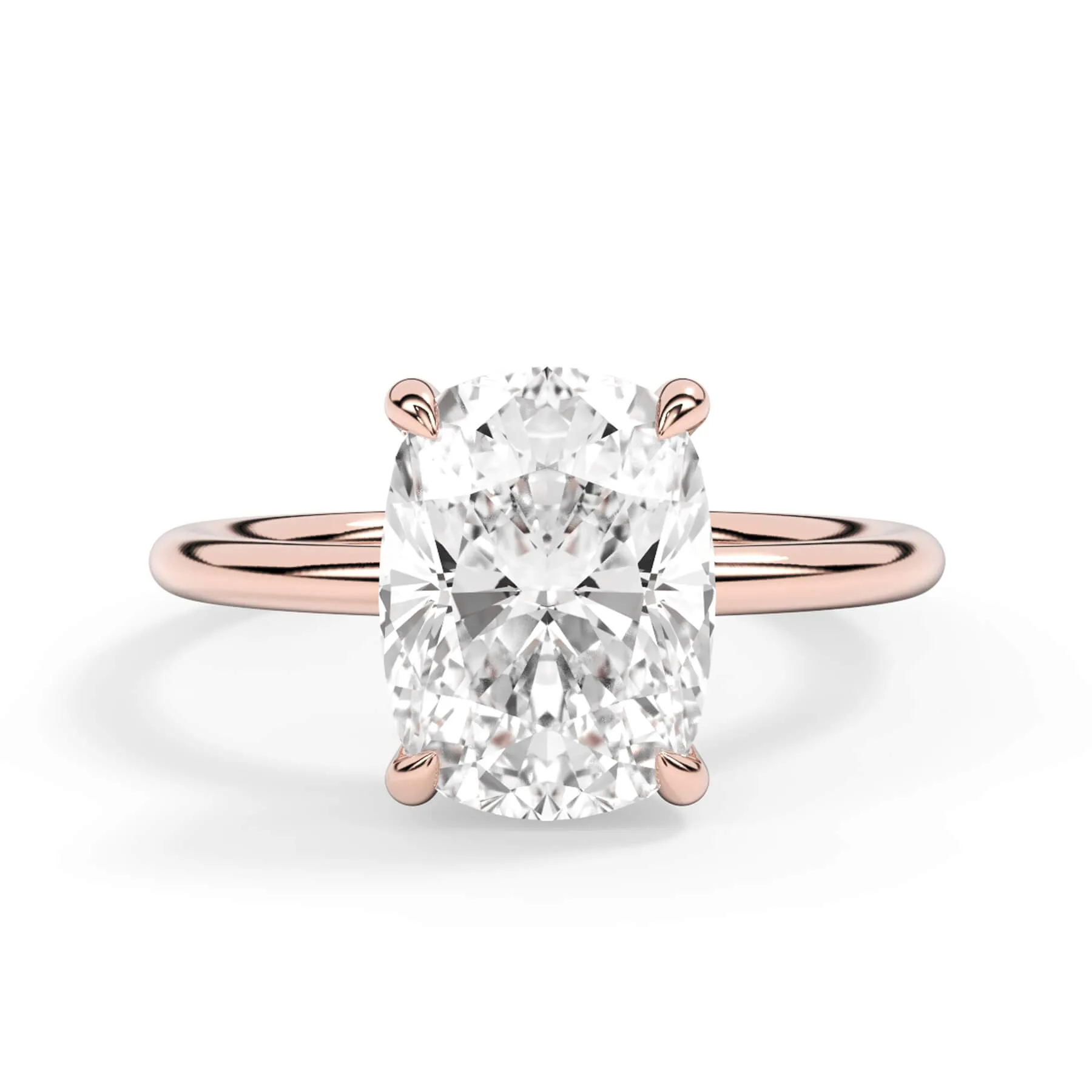Two-Tone Basket Style Solitaire Engagement Ring - Rose Gold Head